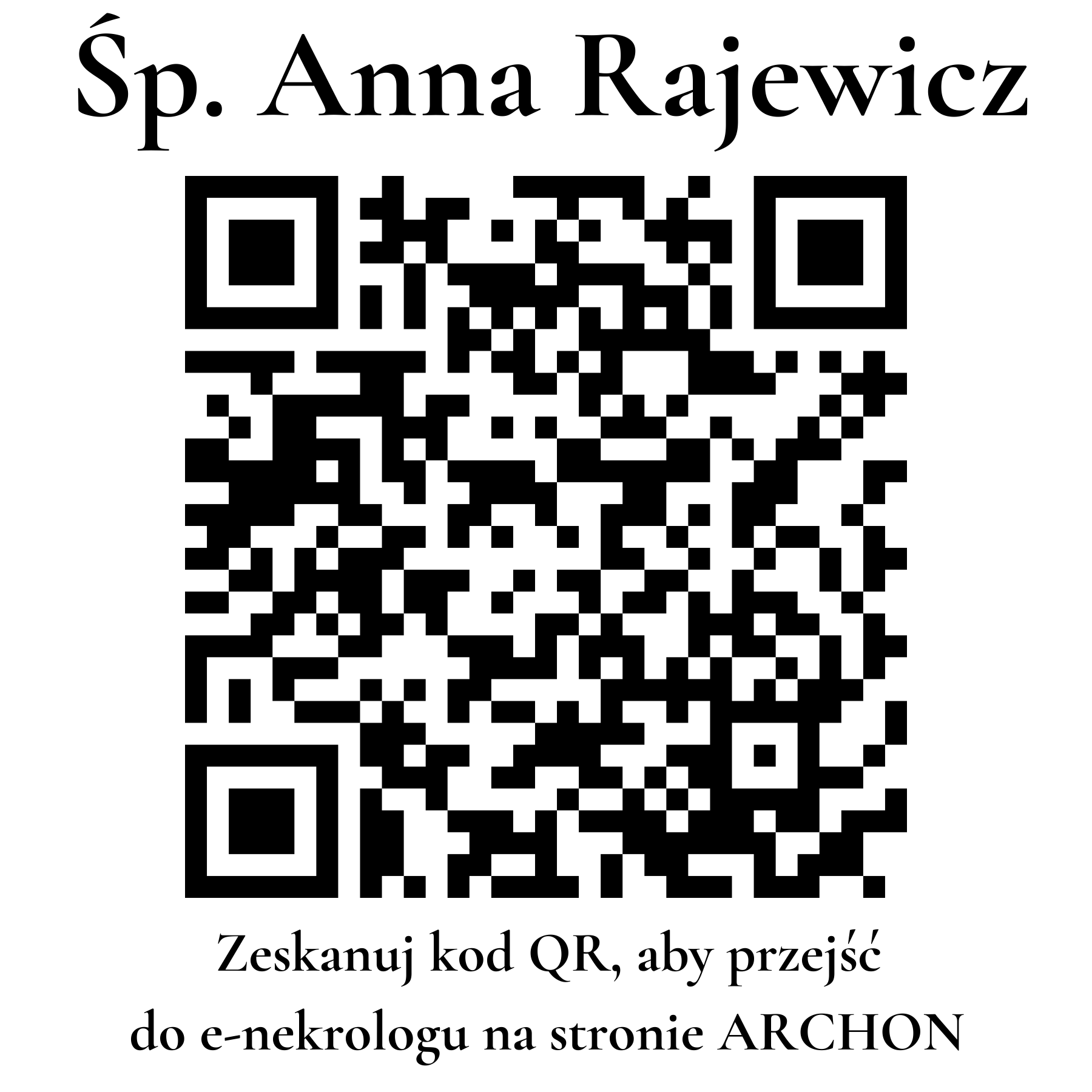 Kod QR do nekrologu Anna Rajewicz