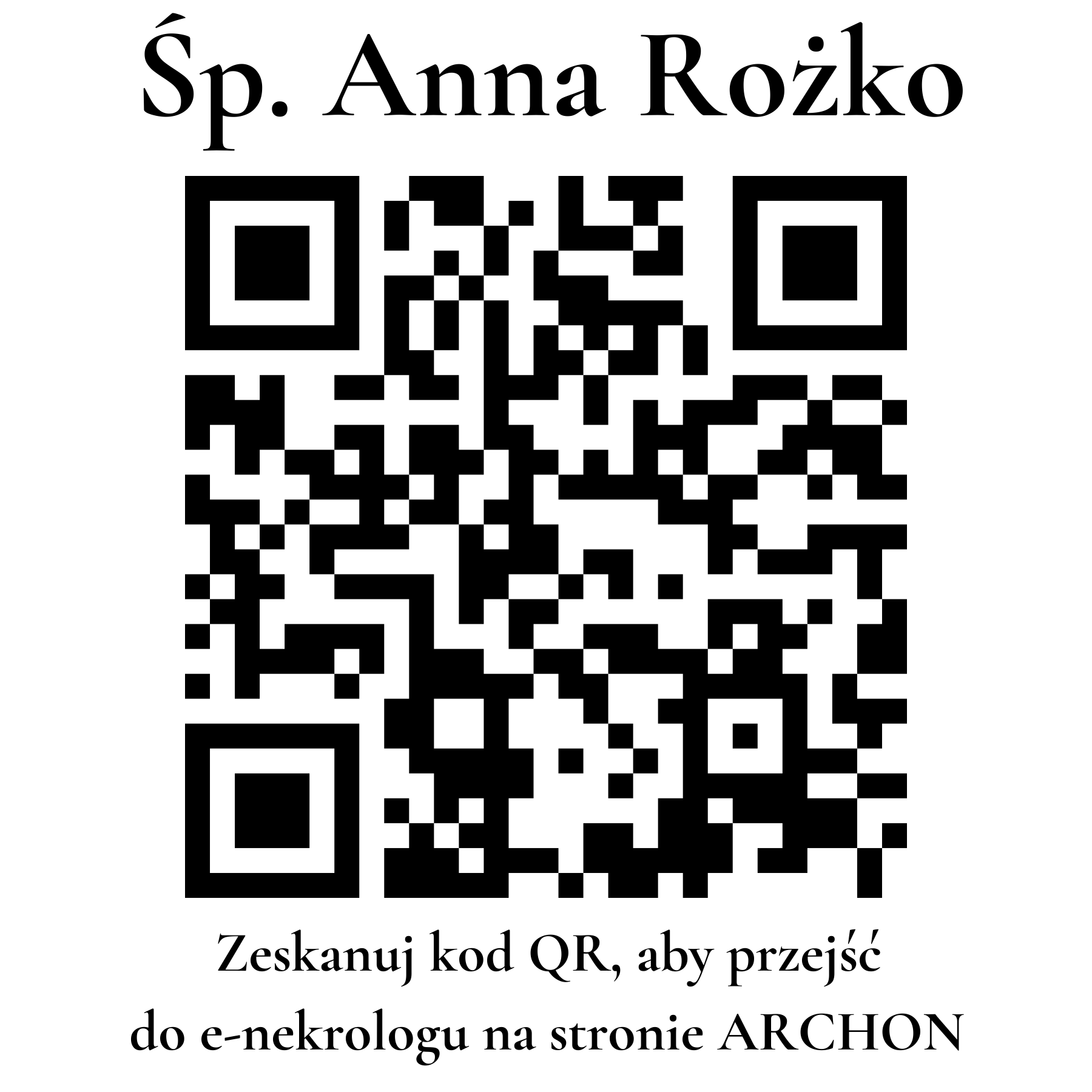 Kod QR do nekrologu Anna Rożko