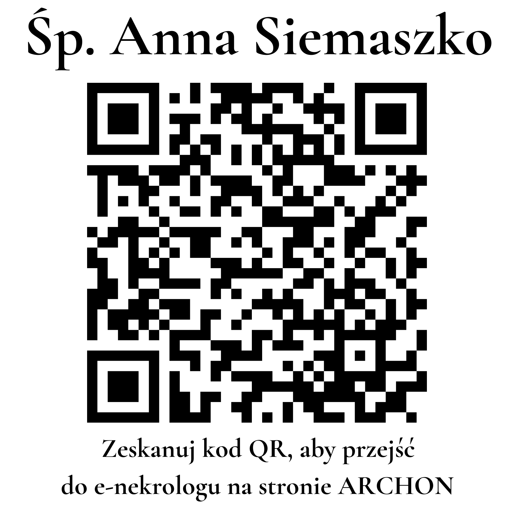 Kod QR do nekrologu Anna Siemaszko