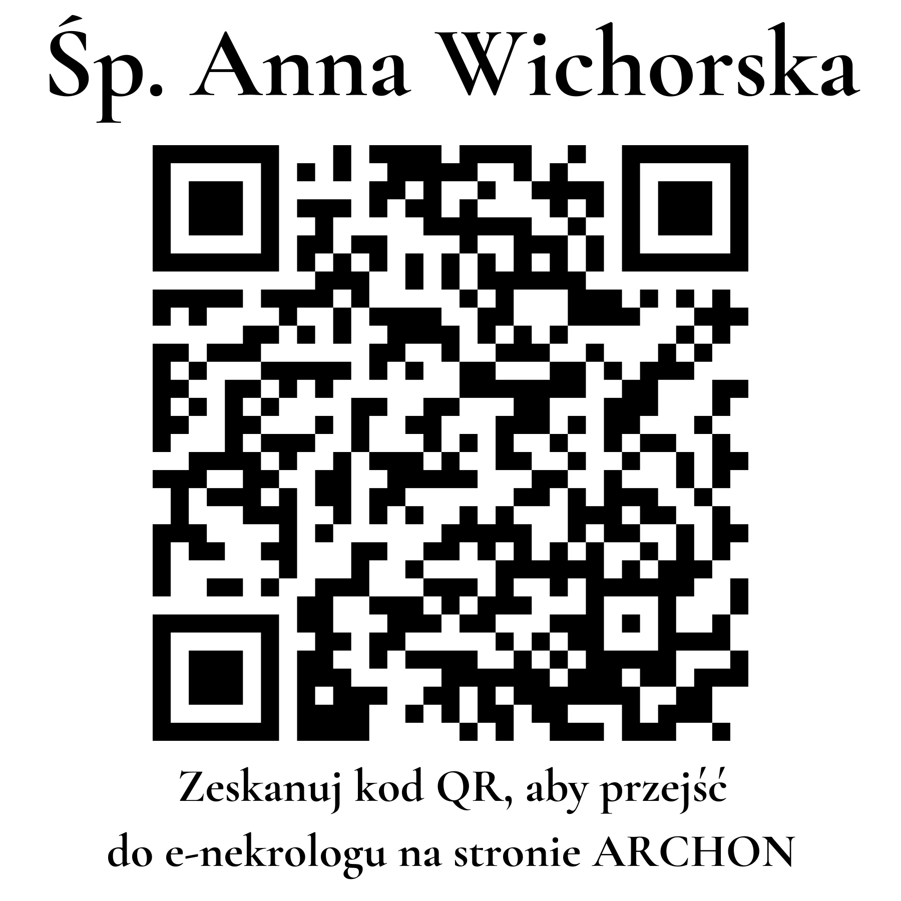 Kod QR do nekrologu Anna Wichorska Kod QR do nekrologu Anna Wichorska