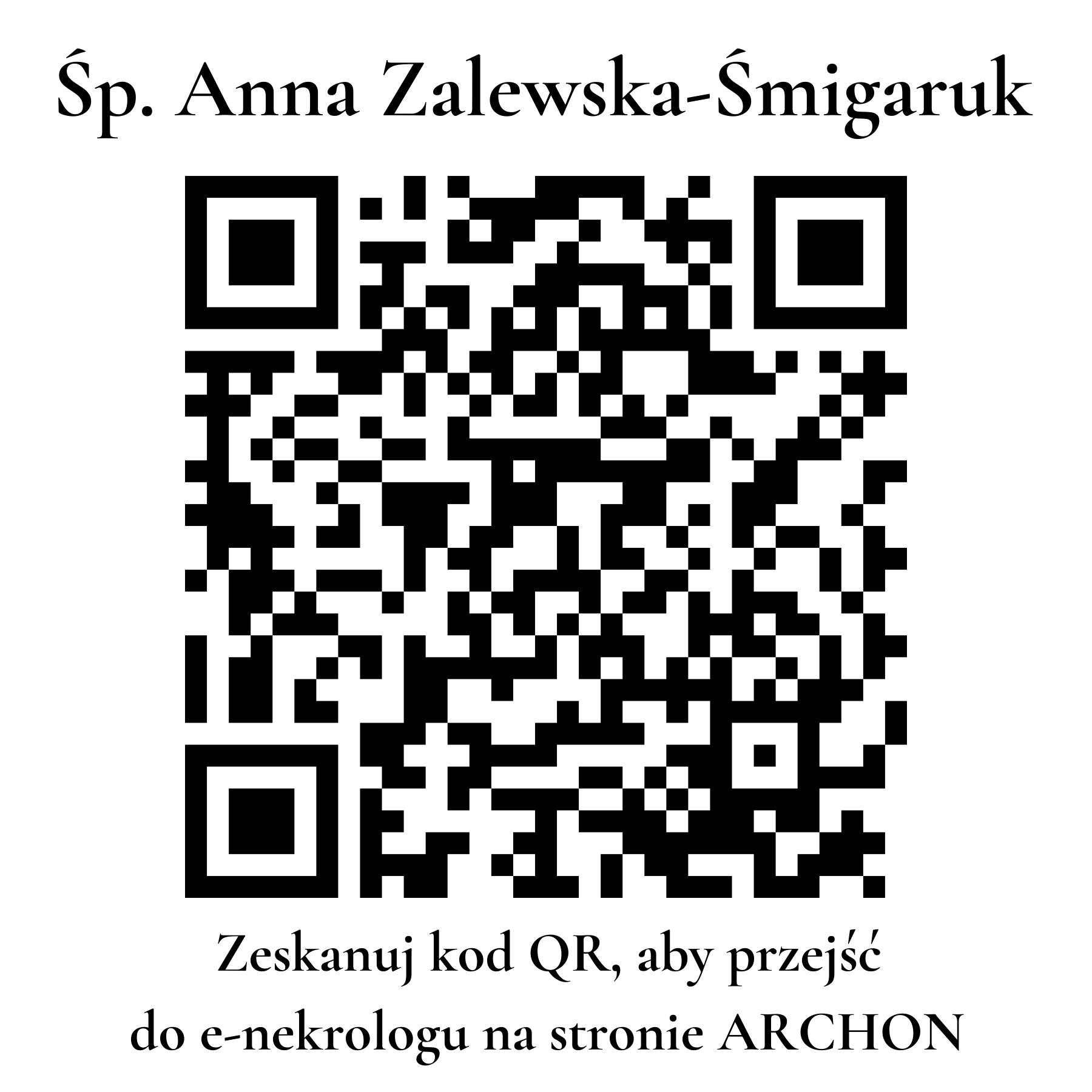 Kod QR do nekrologu Anna Zalewska-Śmigaruk