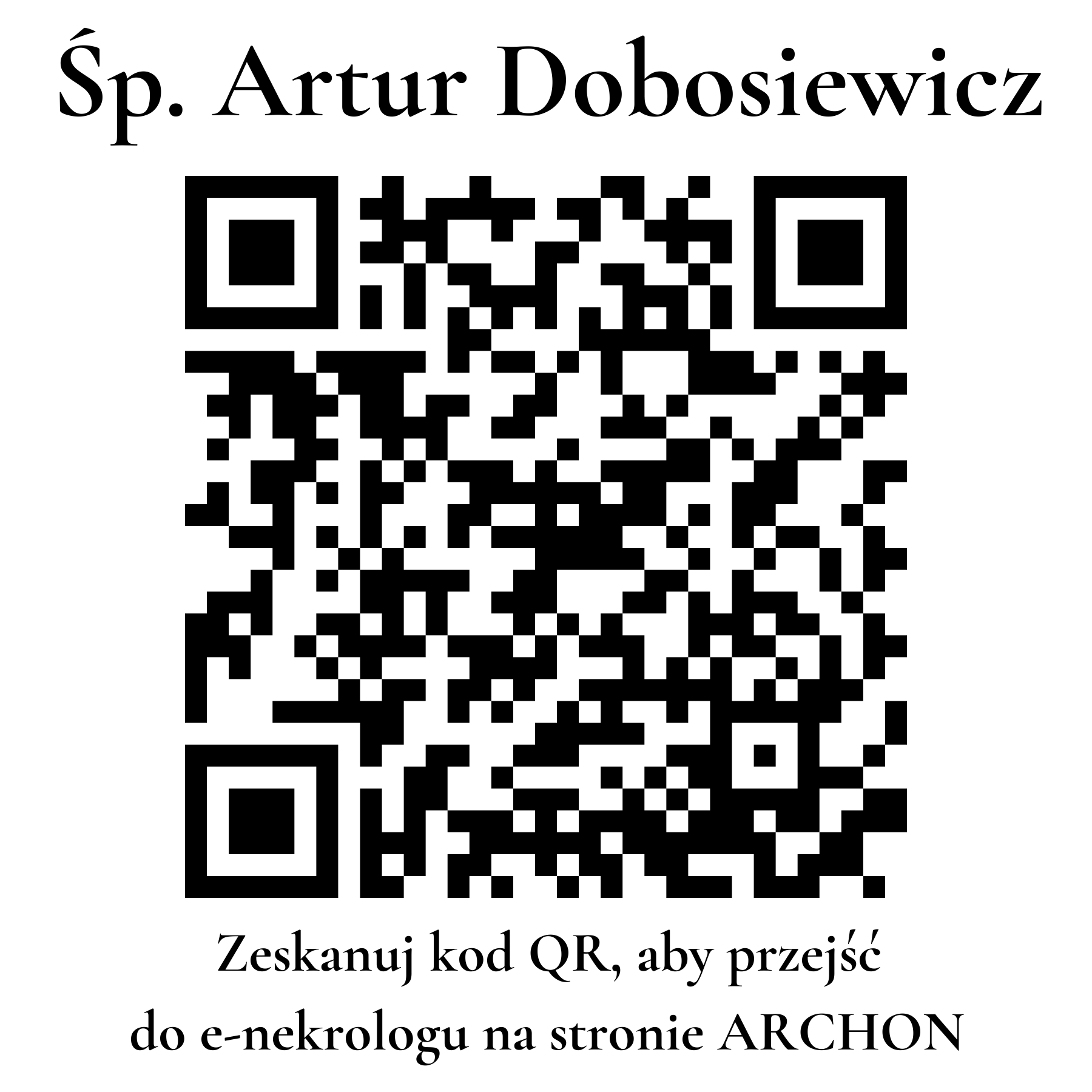 Kod QR do nekrologu Artur Dobosiewicz