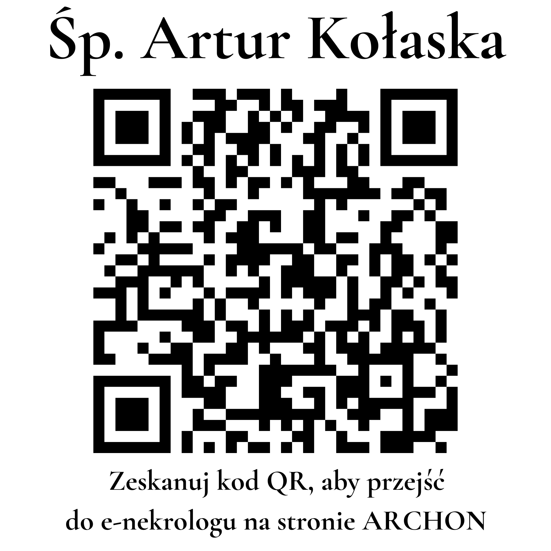 Kod QR do nekrologu Artur Kołaska