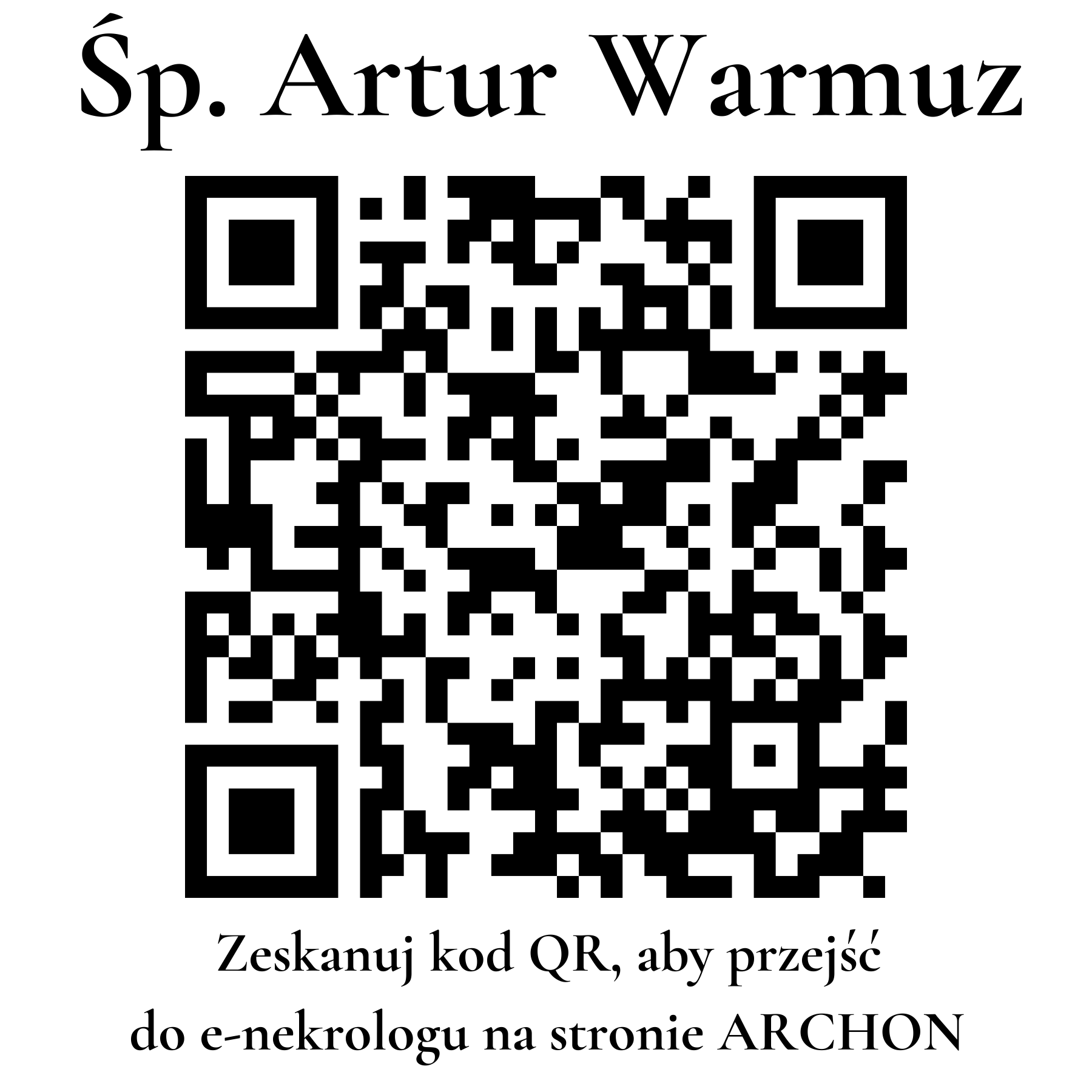 Kod QR do nekrologu Artur Warmuz