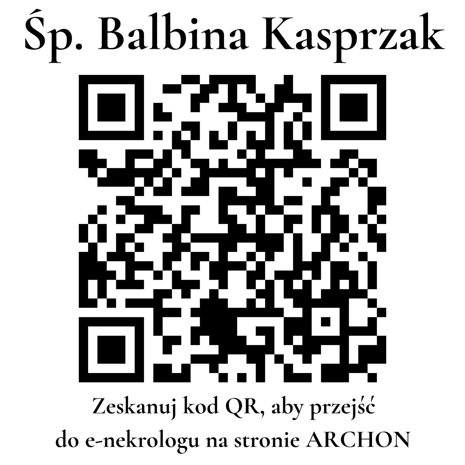 Kod QR do nekrologu Balbina Kasprzak