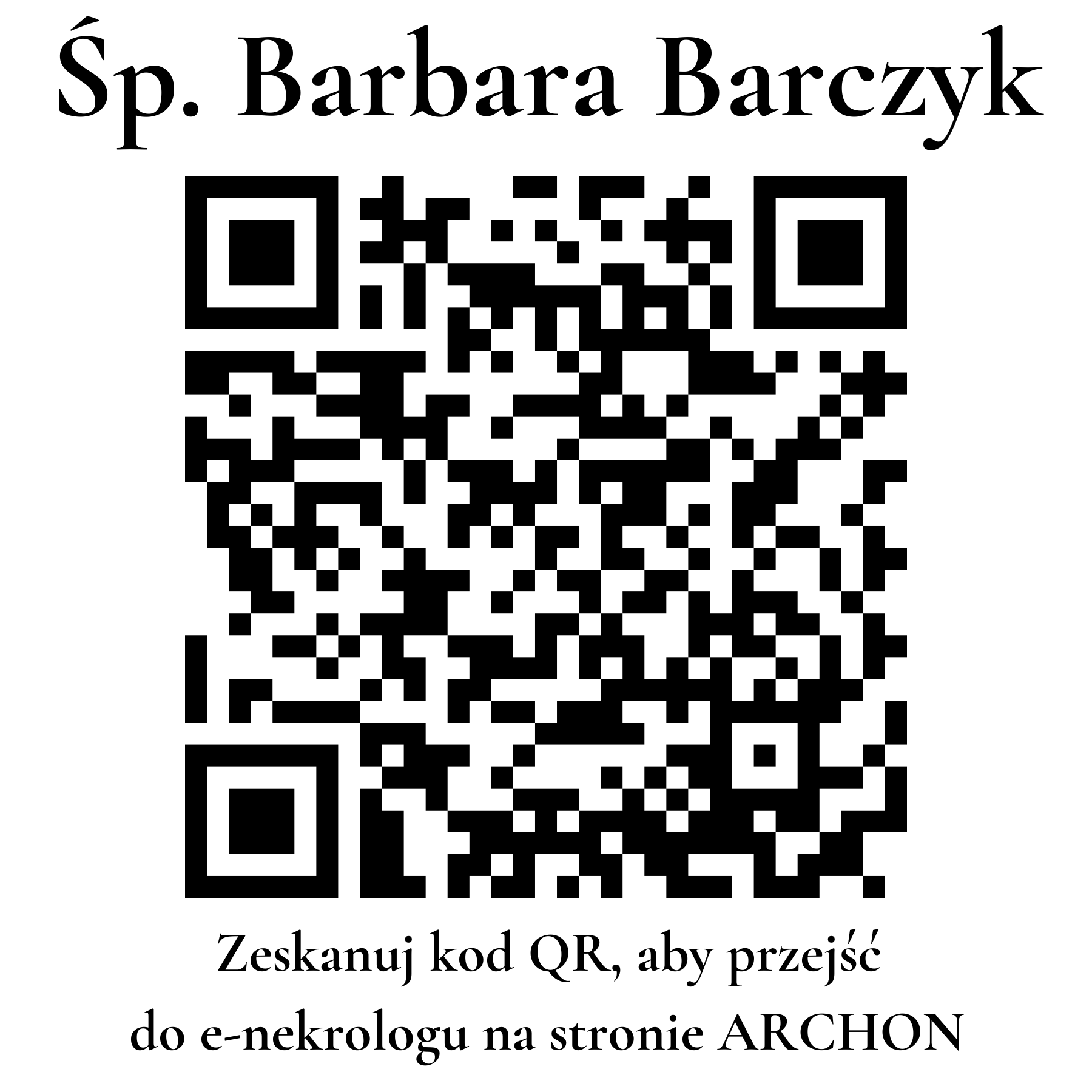 Kod QR do nekrologu Barbara Barczyk