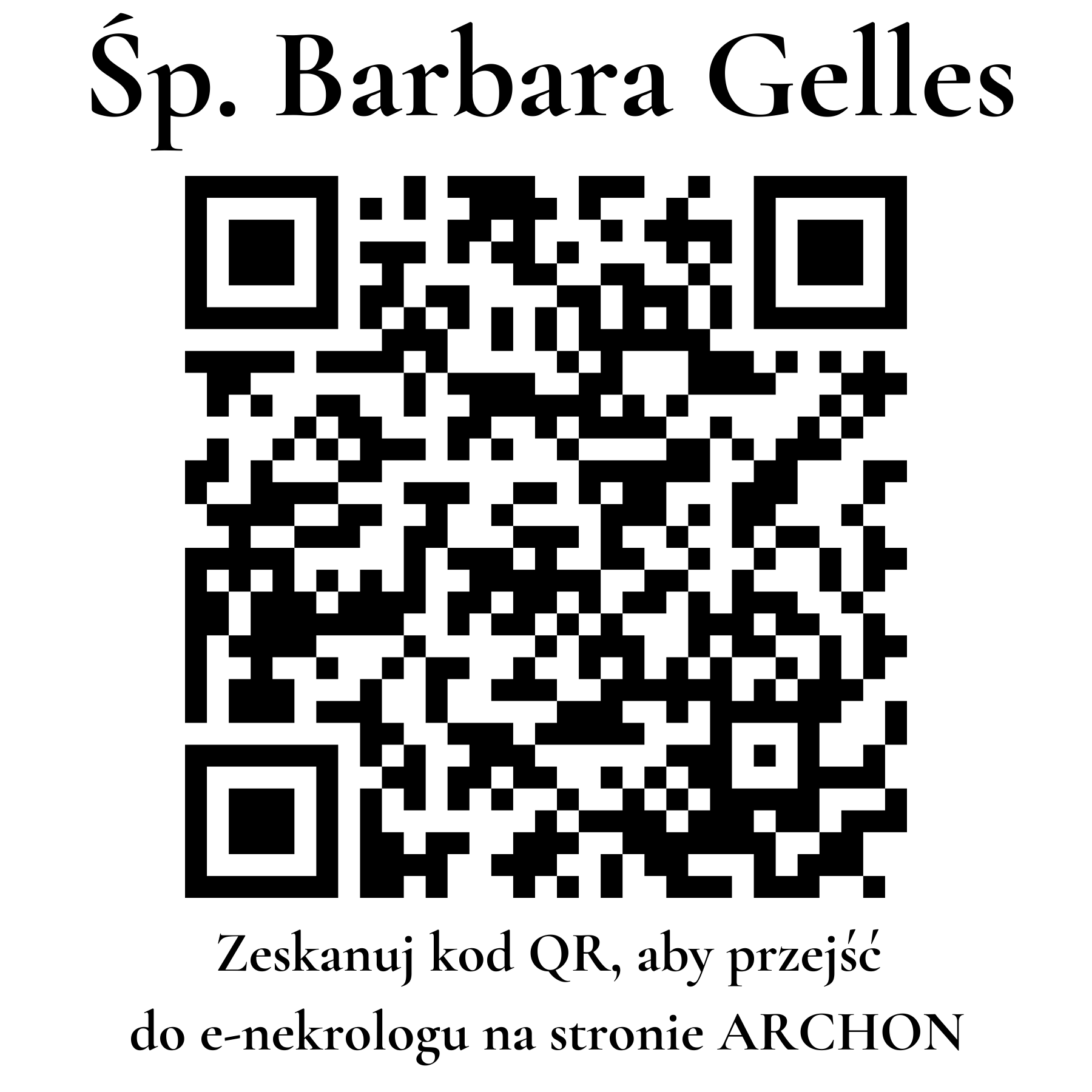Kod QR do nekrologu Barbara Gelles Kod QR do nekrologu Barbara Gelles