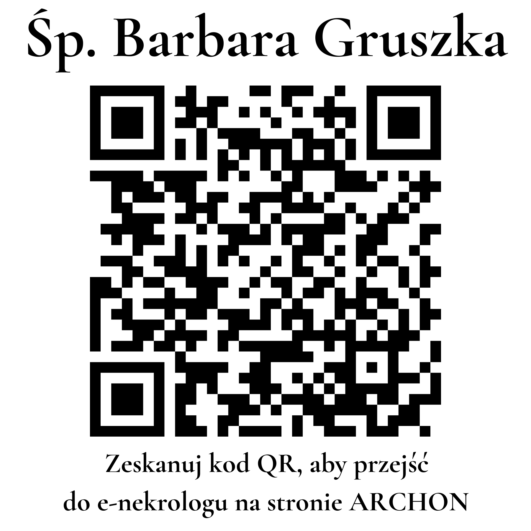 Kod QR do nekrologu Barbara Gruszka