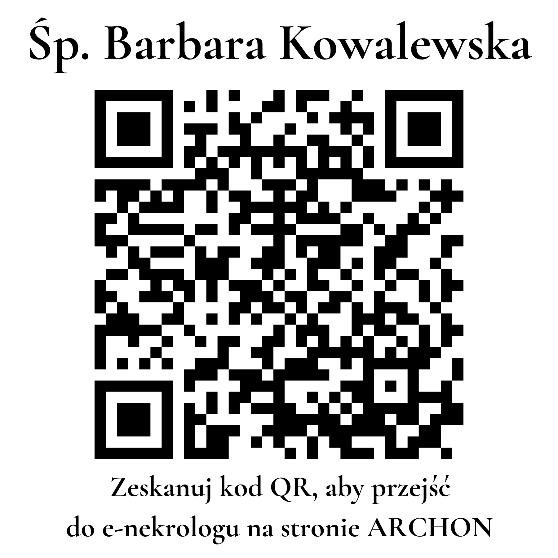 Kod QR do nekrologu Barbara Kowalewska