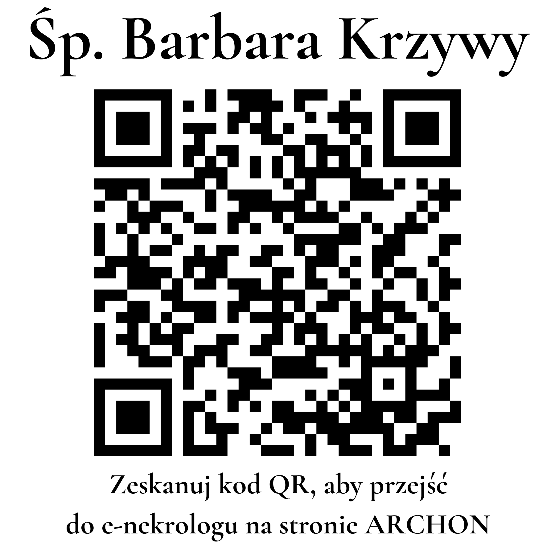 Kod QR do nekrologu Barbara Krzywy Kod QR do nekrologu Barbara Krzywy