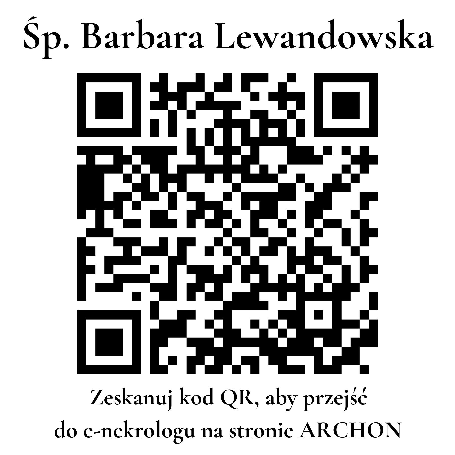 Kod QR do nekrologu Barbara Lewandowska