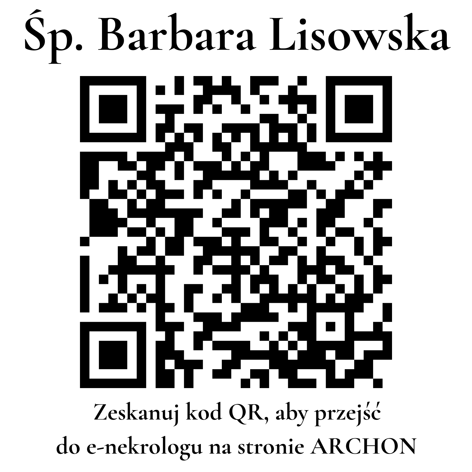 Kod QR do nekrologu Barbara Lisowska