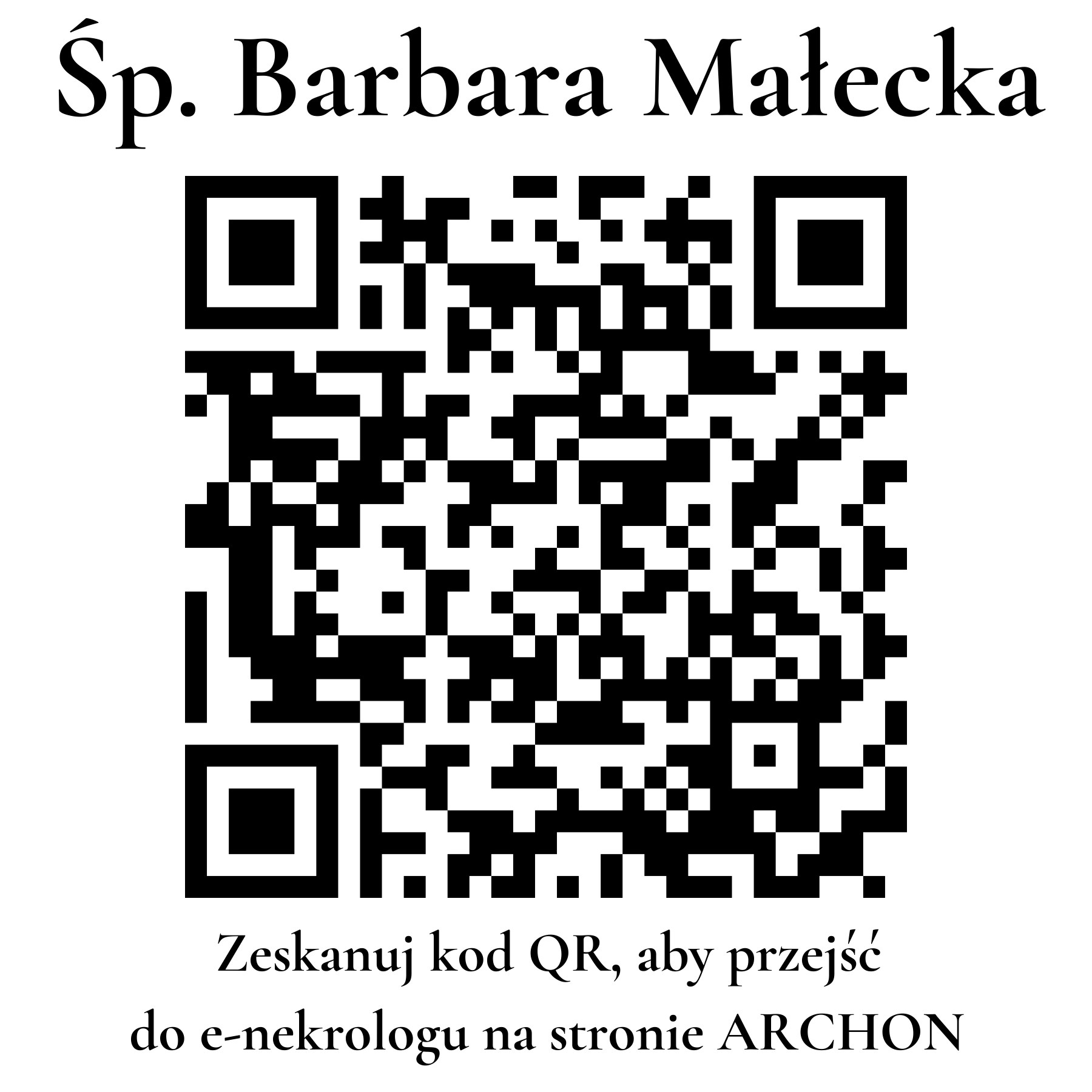 Kod QR do nekrologu Barbara Małecka