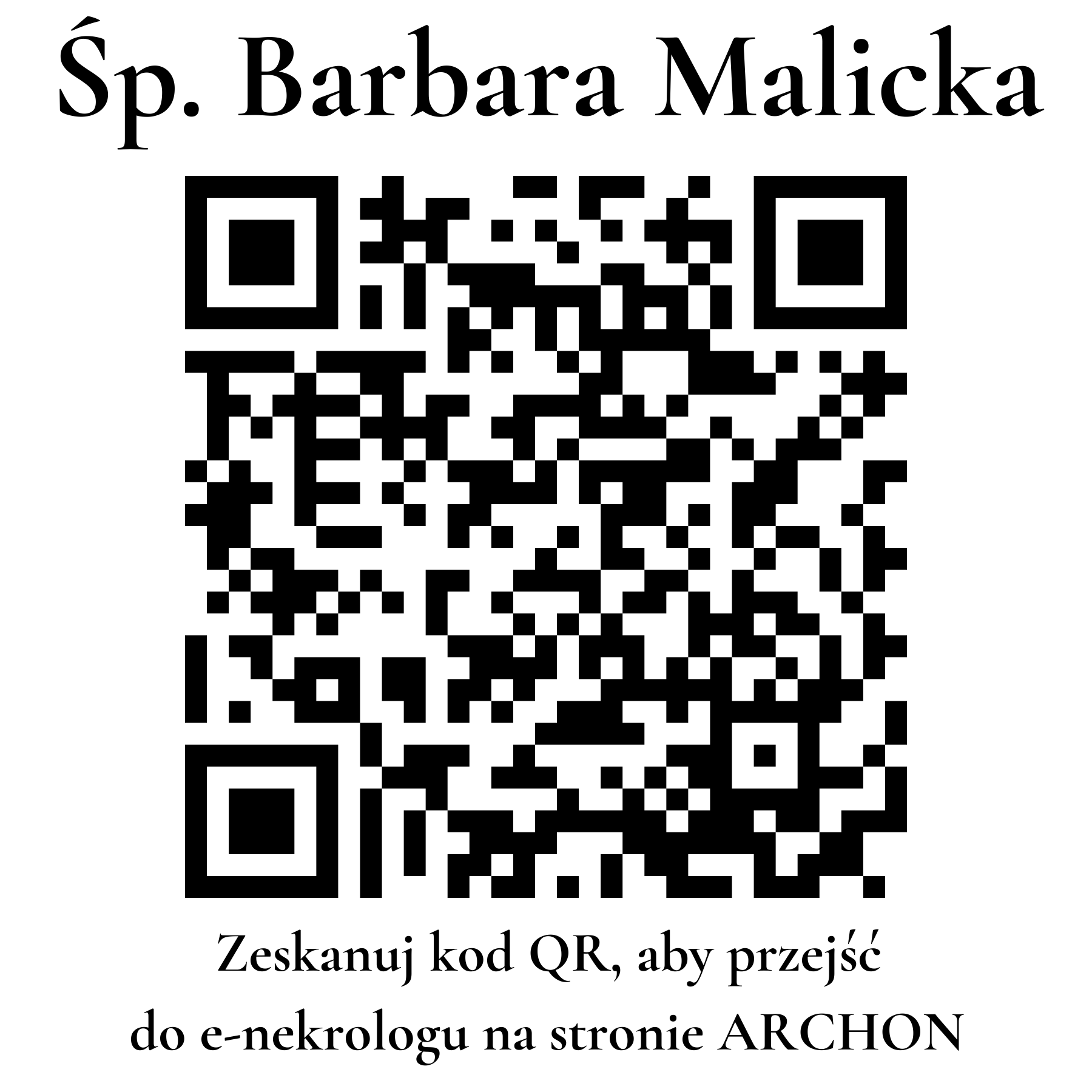 Kod QR do nekrologu Barbara Malicka