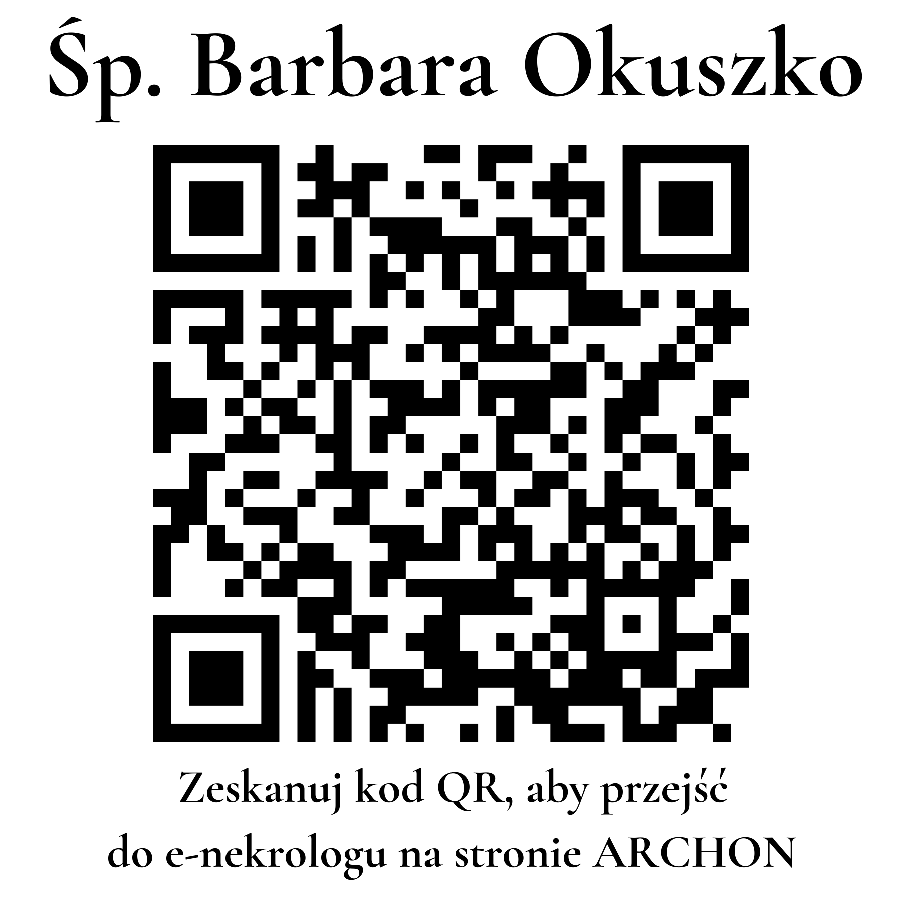 Kod QR do nekrologu Barbara Okuszko