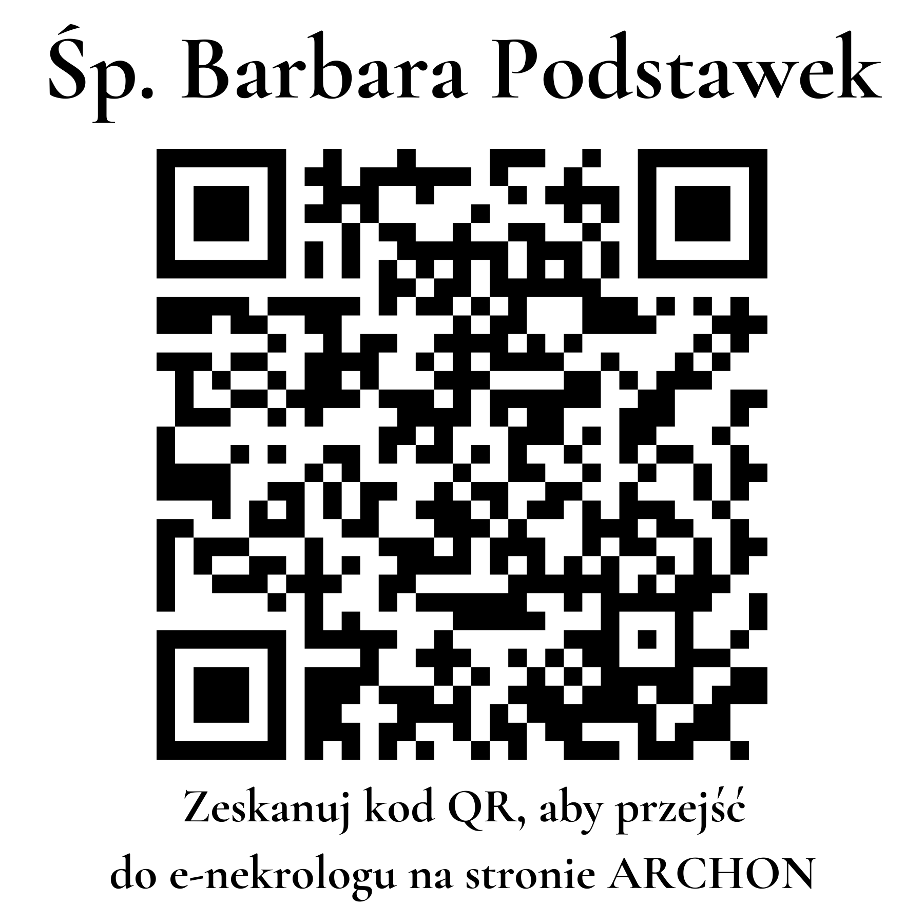Kod QR do nekrologu Barbara Podstawek