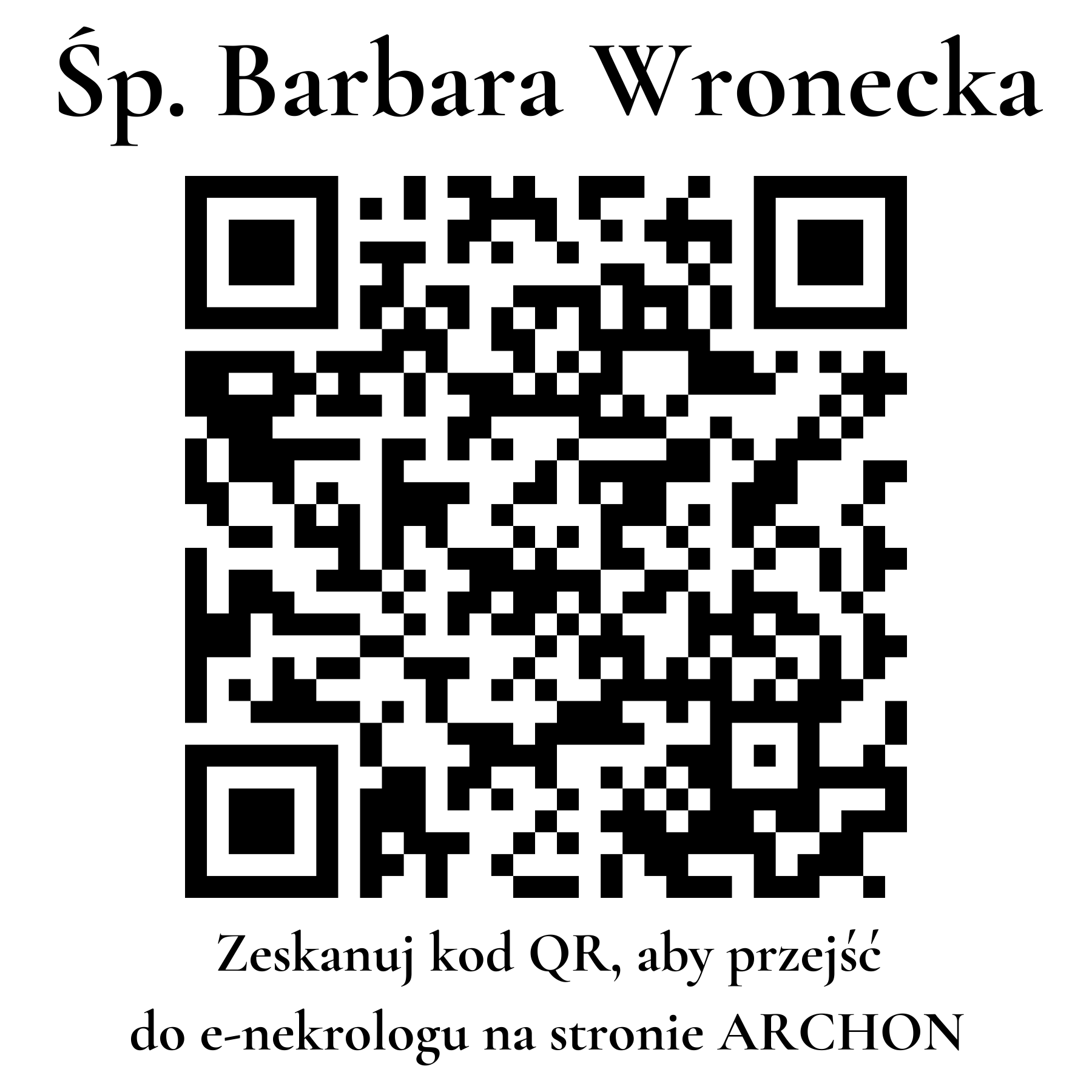 Kod QR do nekrologu Barbara Wronecka