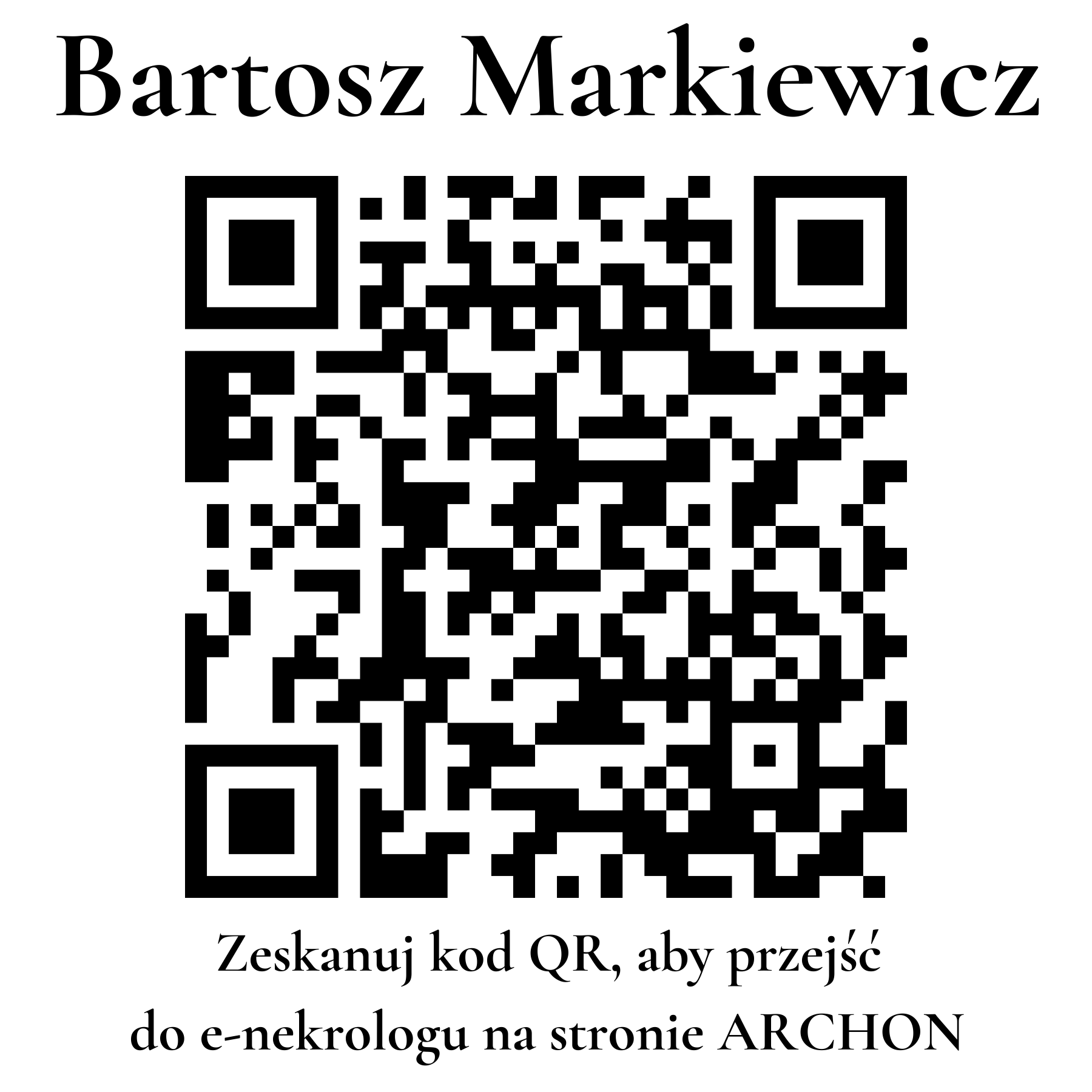 Kod QR do nekrologu Bartosz Markiewicz