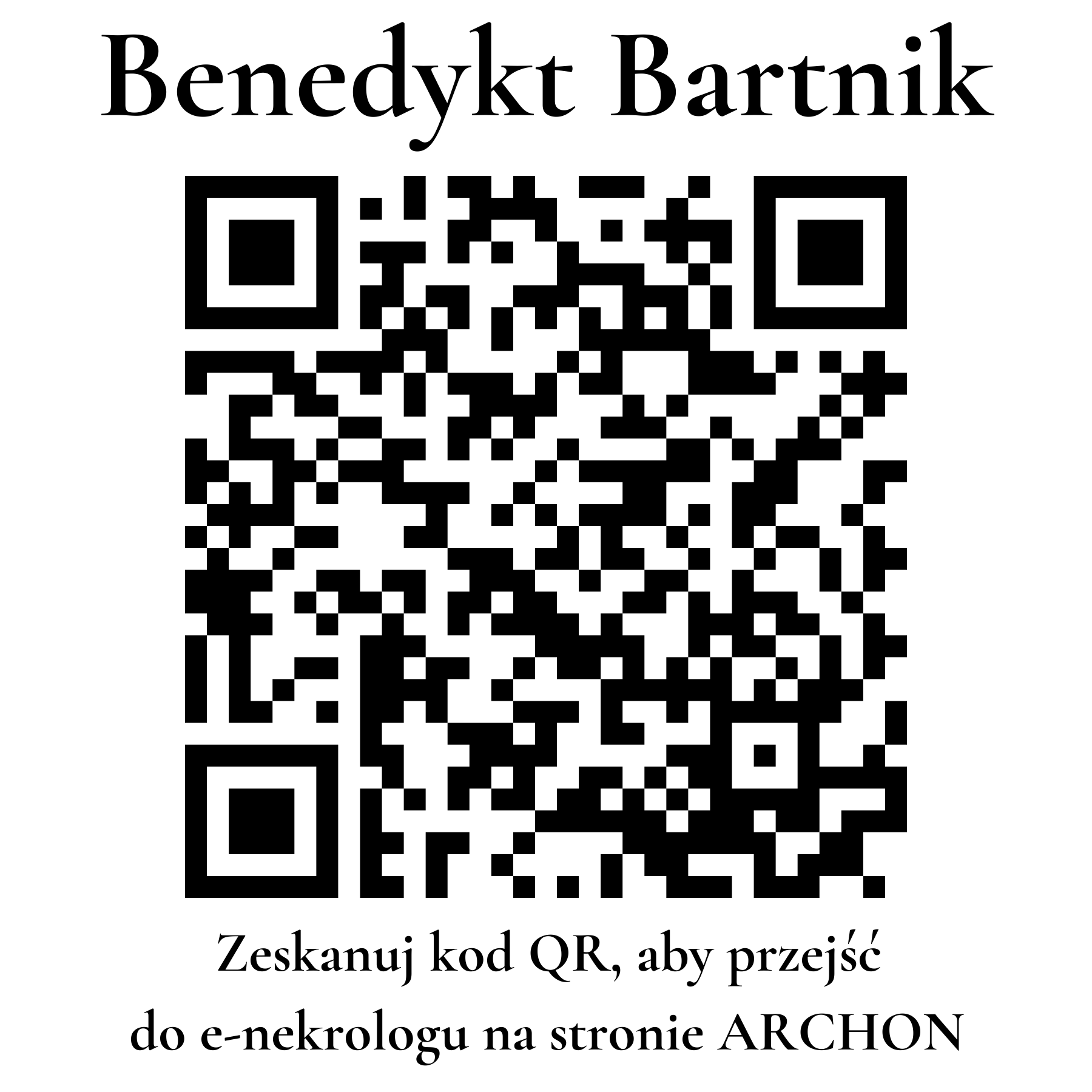 Kod QR do nekrologu Benedykt Bartnik Kod QR do nekrologu Benedykt Bartnik