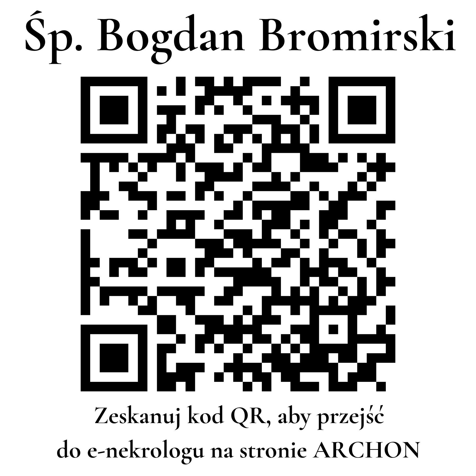 Kod QR do nekrologu Bogdan Bromirski