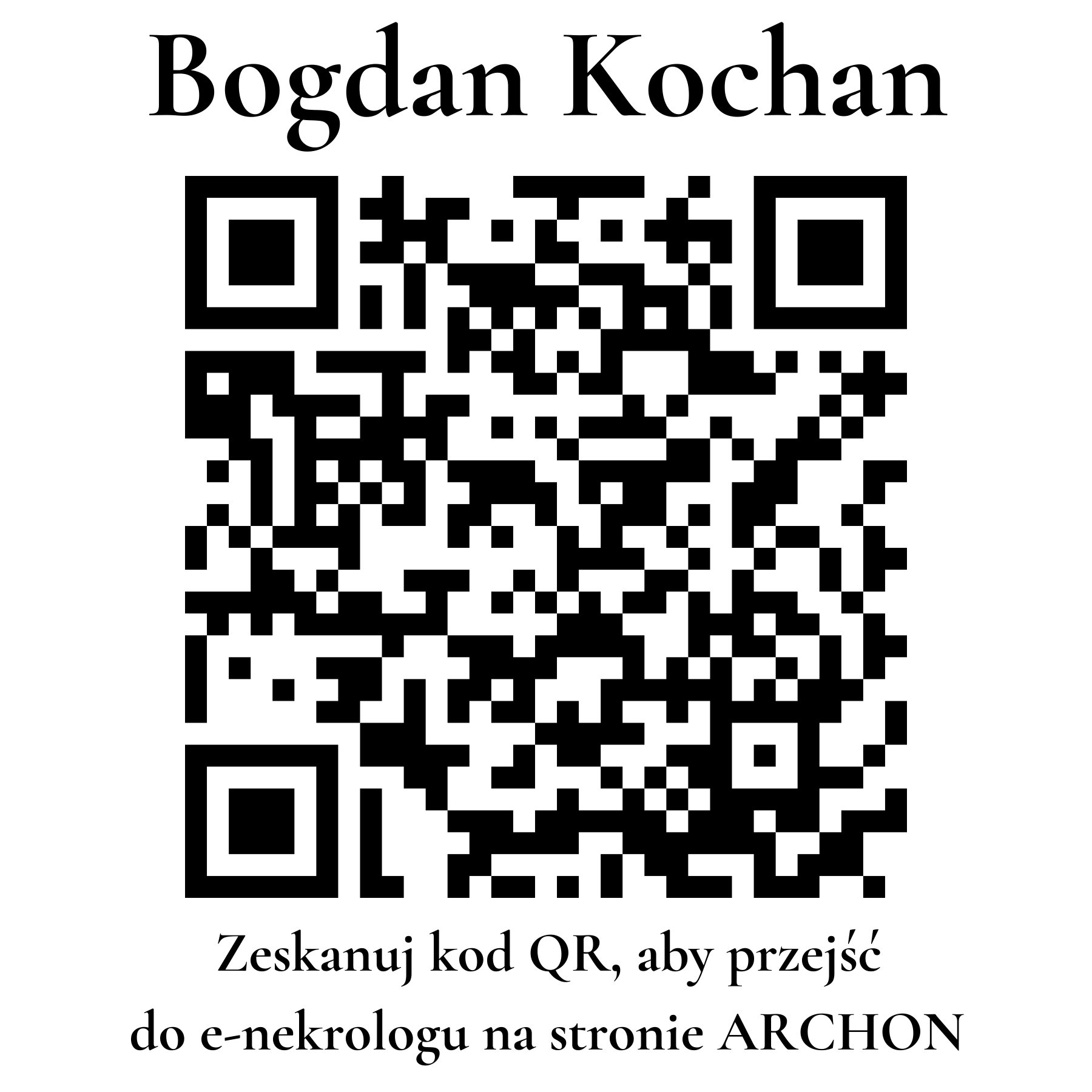 Kod QR do nekrologu Bogdan Kochan