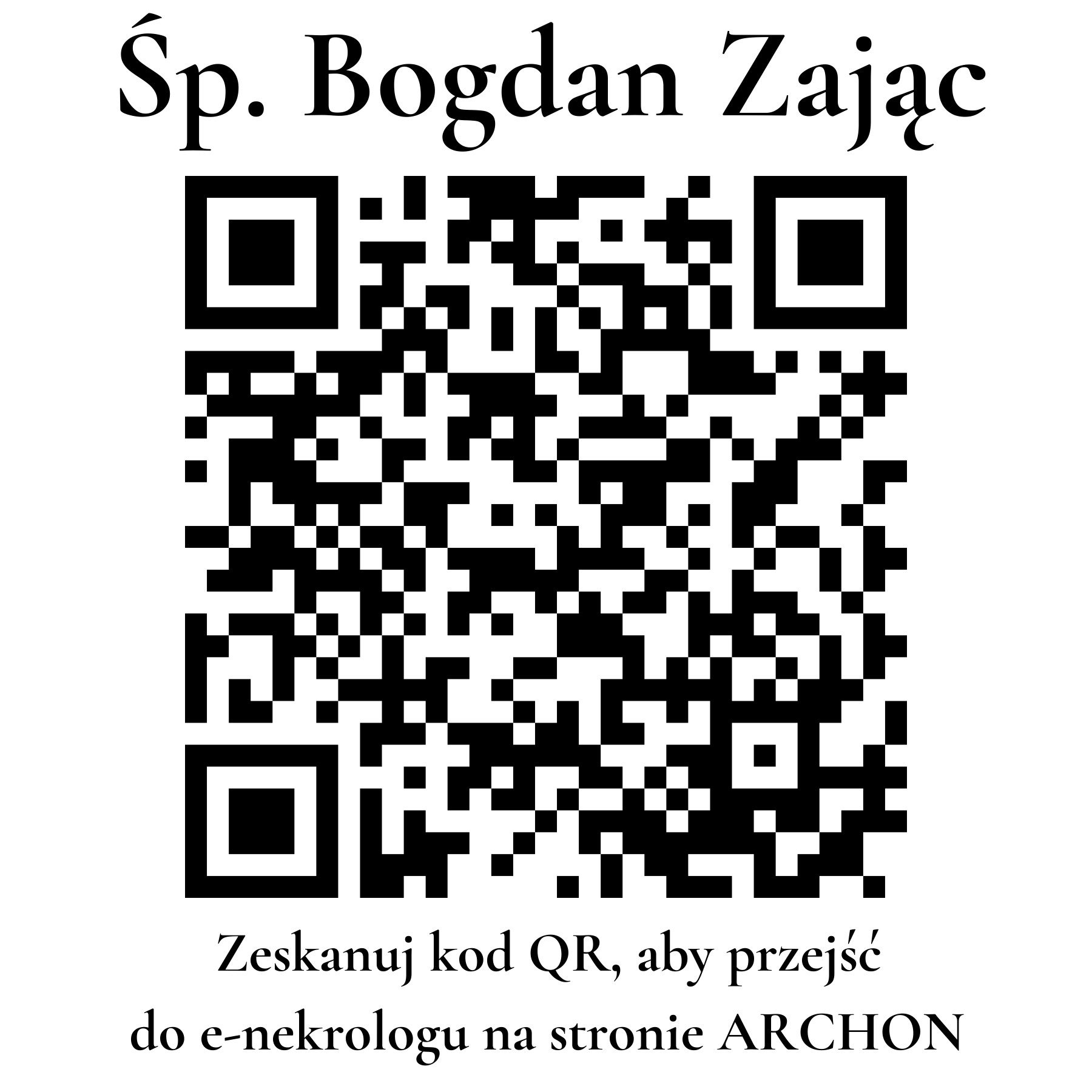 Kod QR do nekrologu Bogdan Zając
