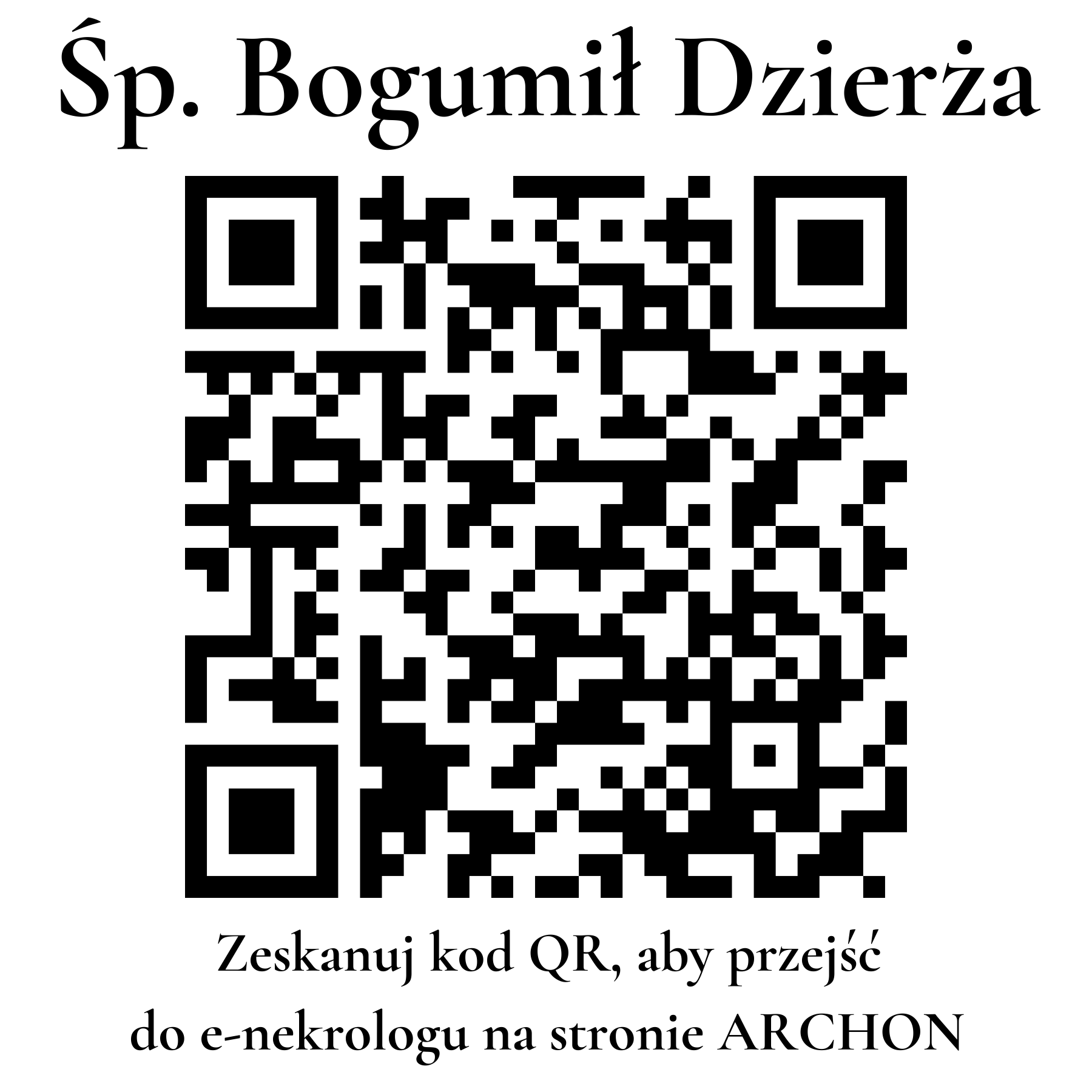Kod QR do nekrologu Bogumił Dzierża
