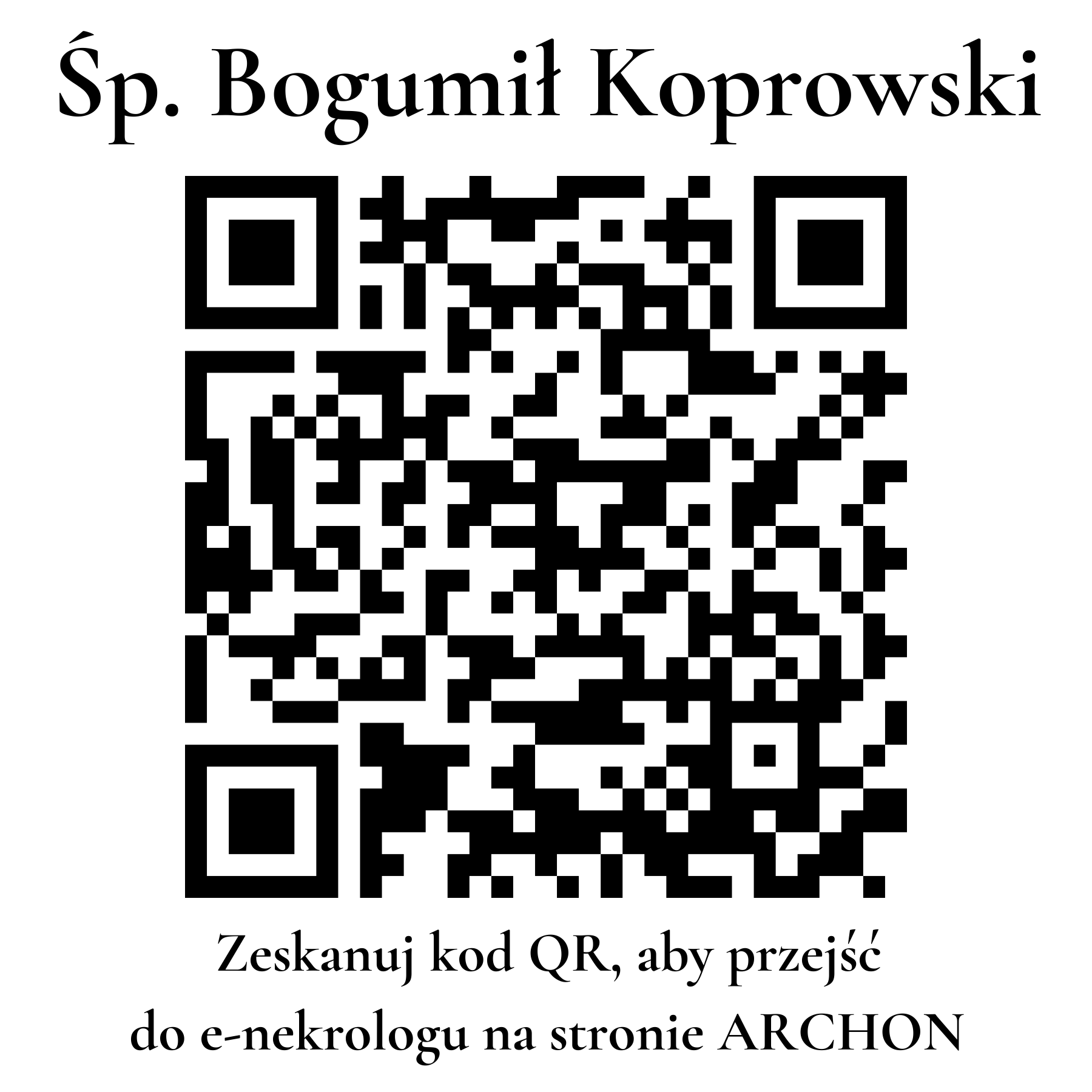Kod QR do nekrologu Bogumił Koprowski
