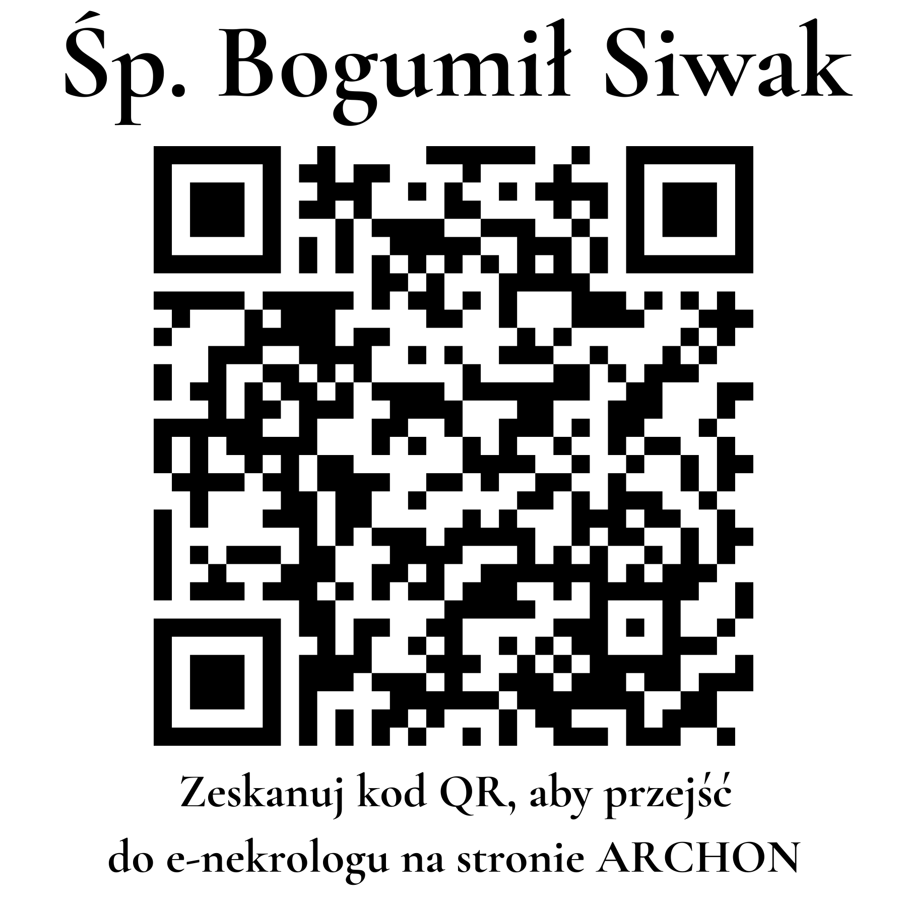 Kod QR do nekrologu Bogumił Siwak