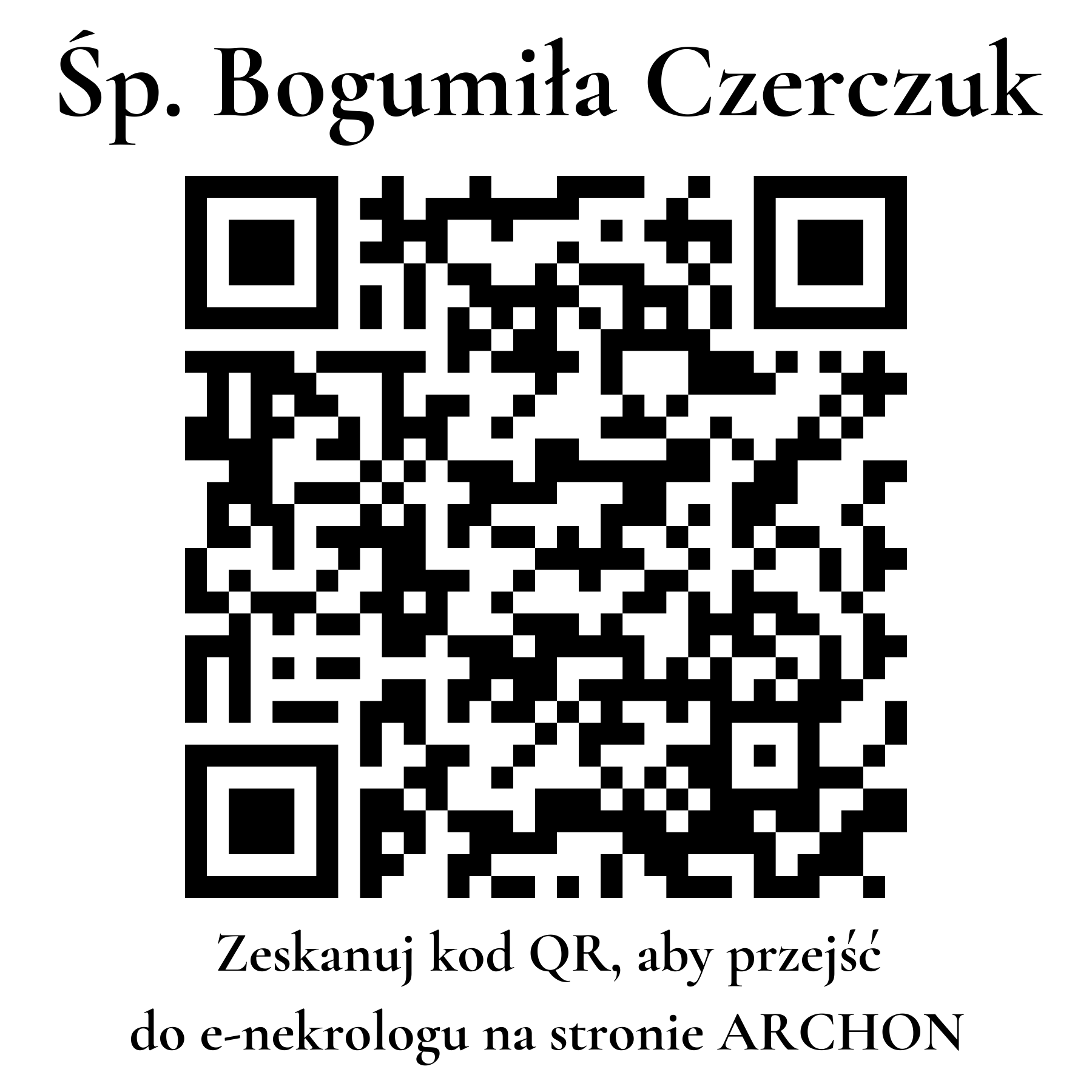 Kod QR do nekrologu Bogumiła Czerczuk