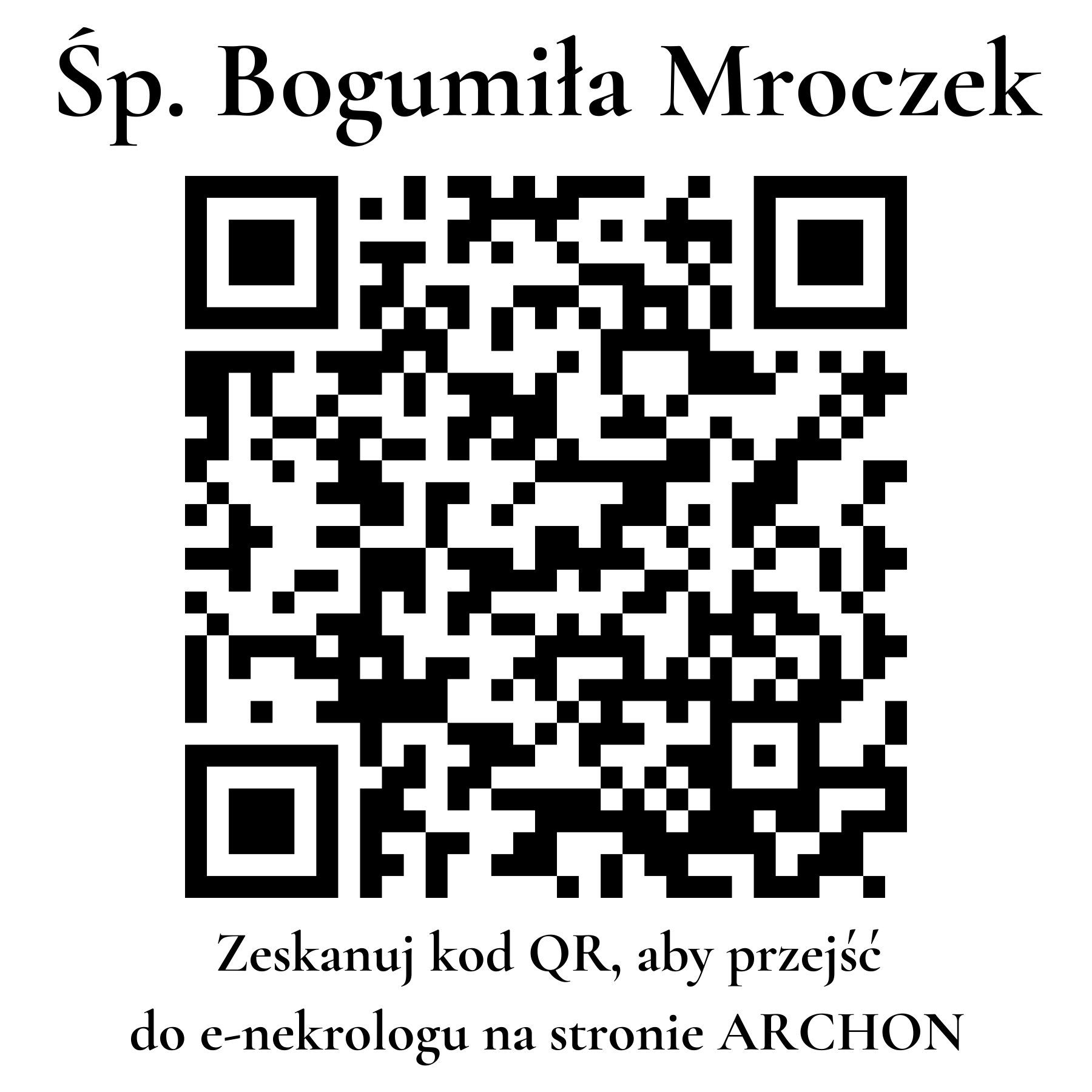 Kod QR do nekrologu Bogumiła Mroczek