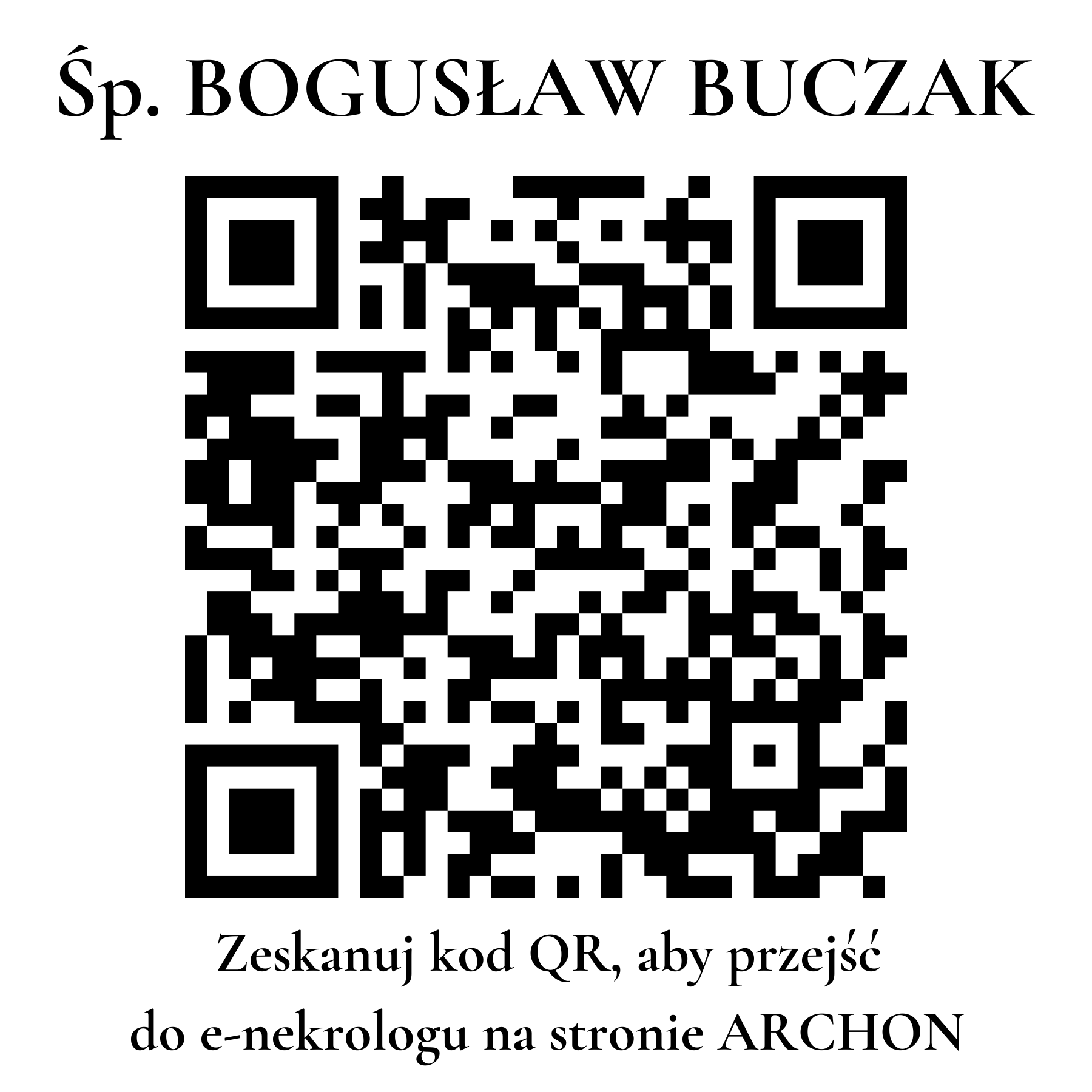 Kod QR do nekrologu BOGUSŁAW BUCZAK