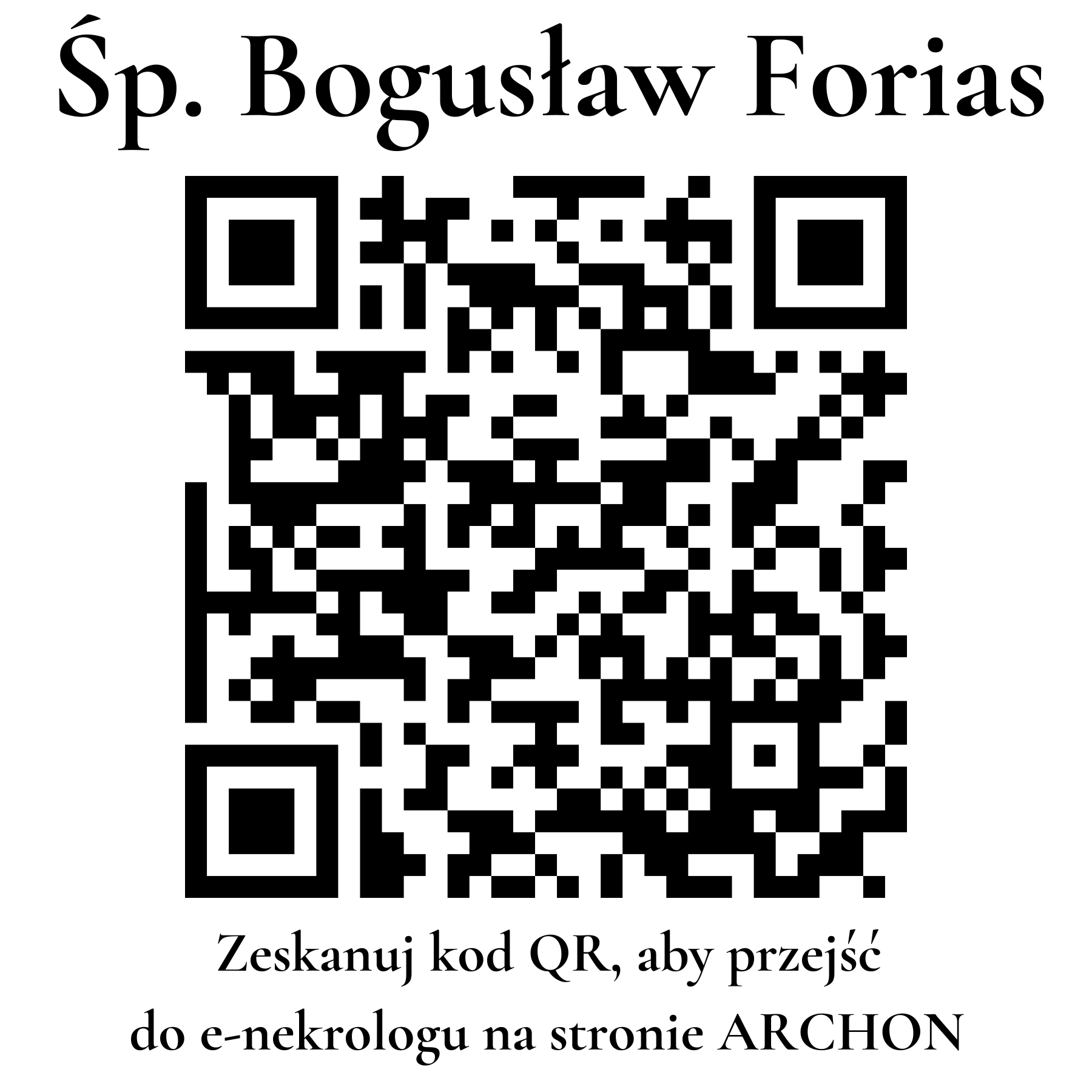 Kod QR do nekrologu Bogusław Forias