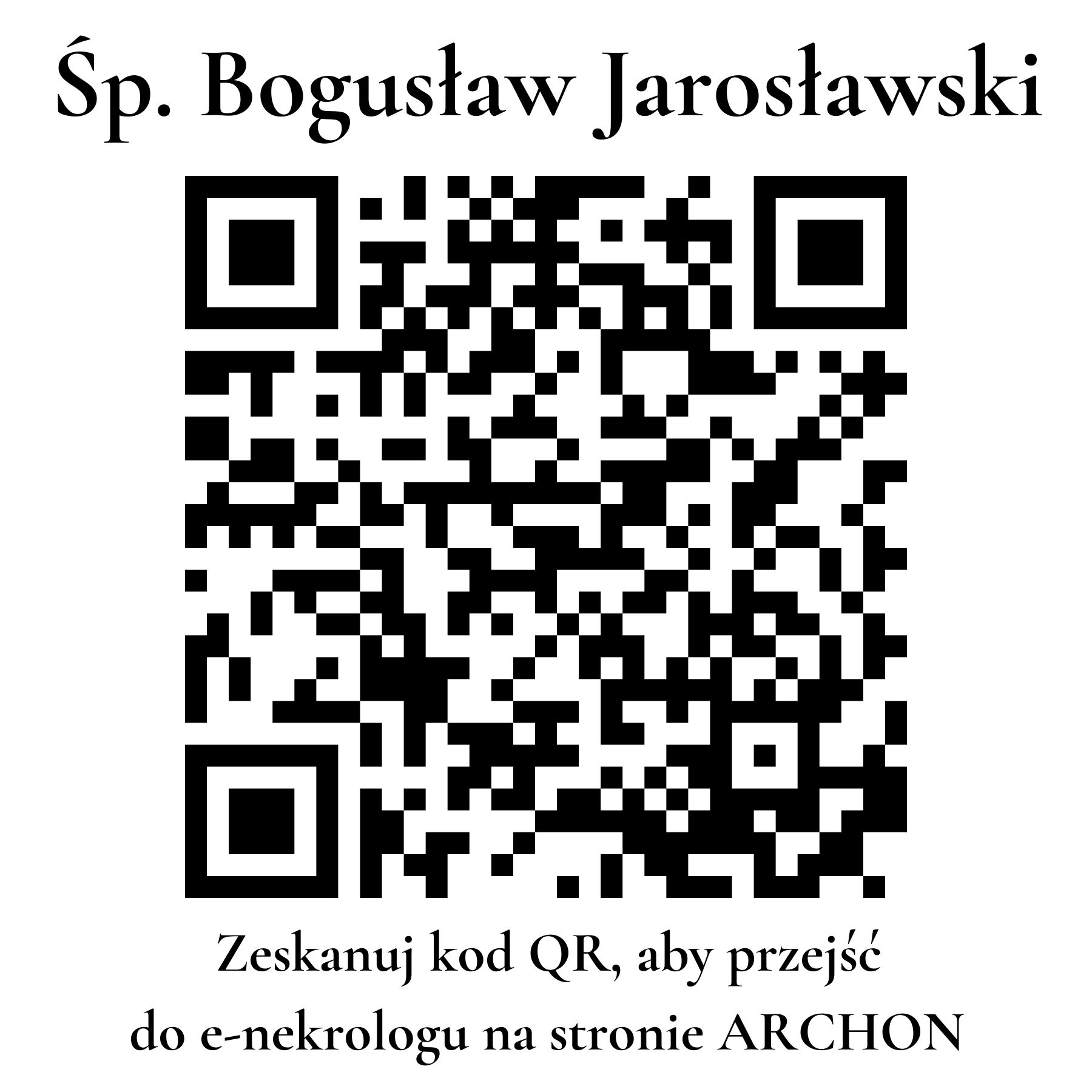Kod QR do nekrologu Bogusław Jarosławski