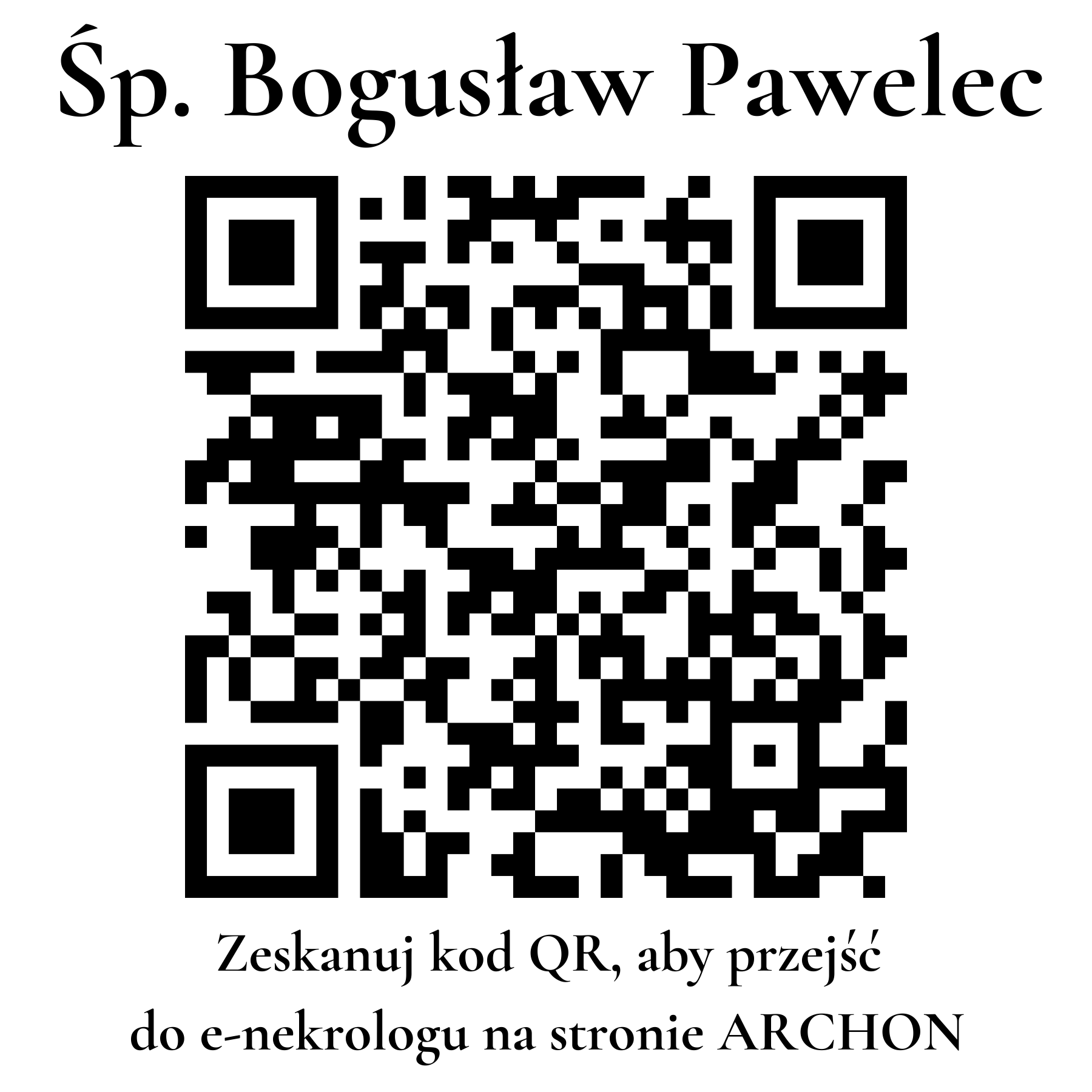 Kod QR do nekrologu Bogusław Pawelec