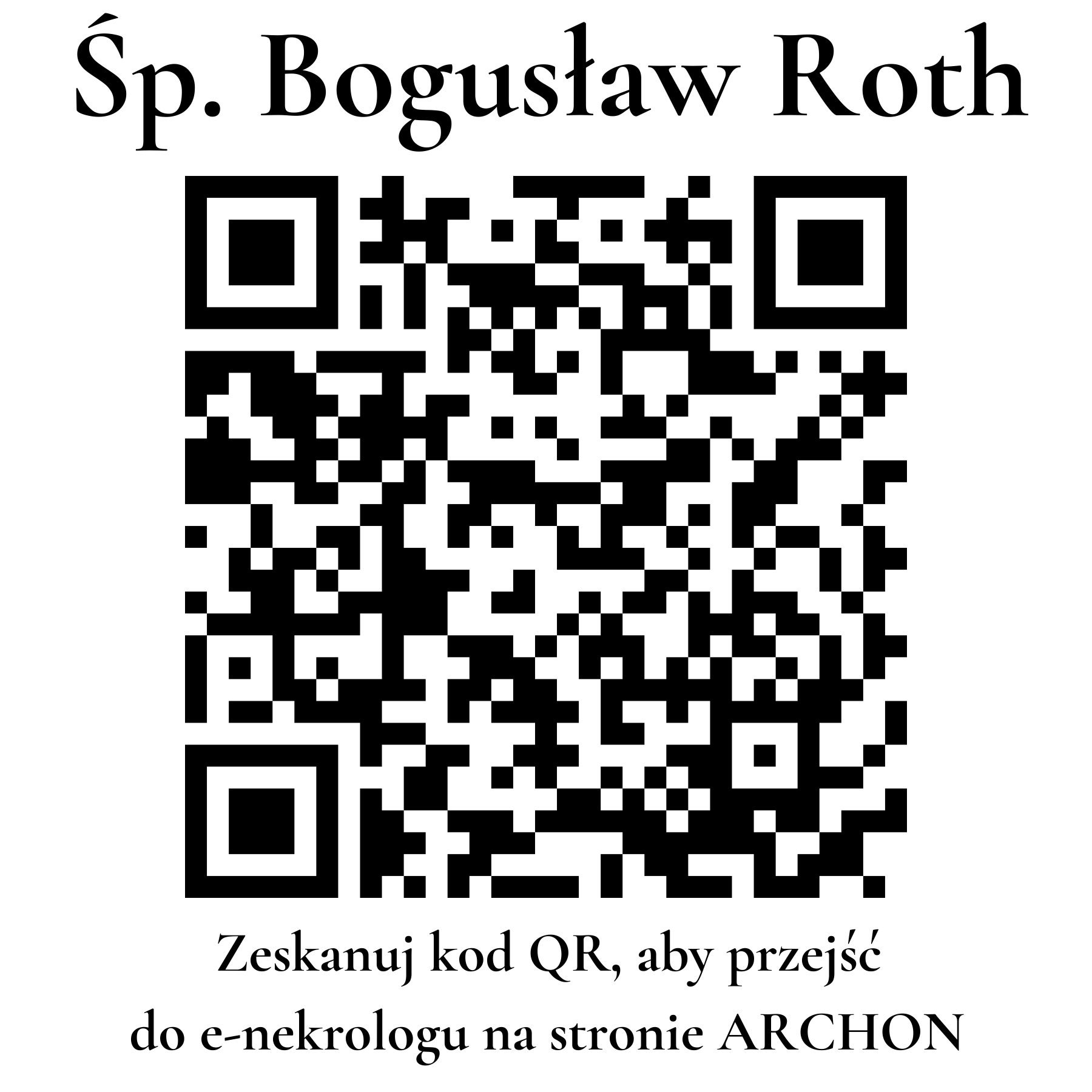 Kod QR do nekrologu Bogusław Roth Kod QR do nekrologu Bogusław Roth