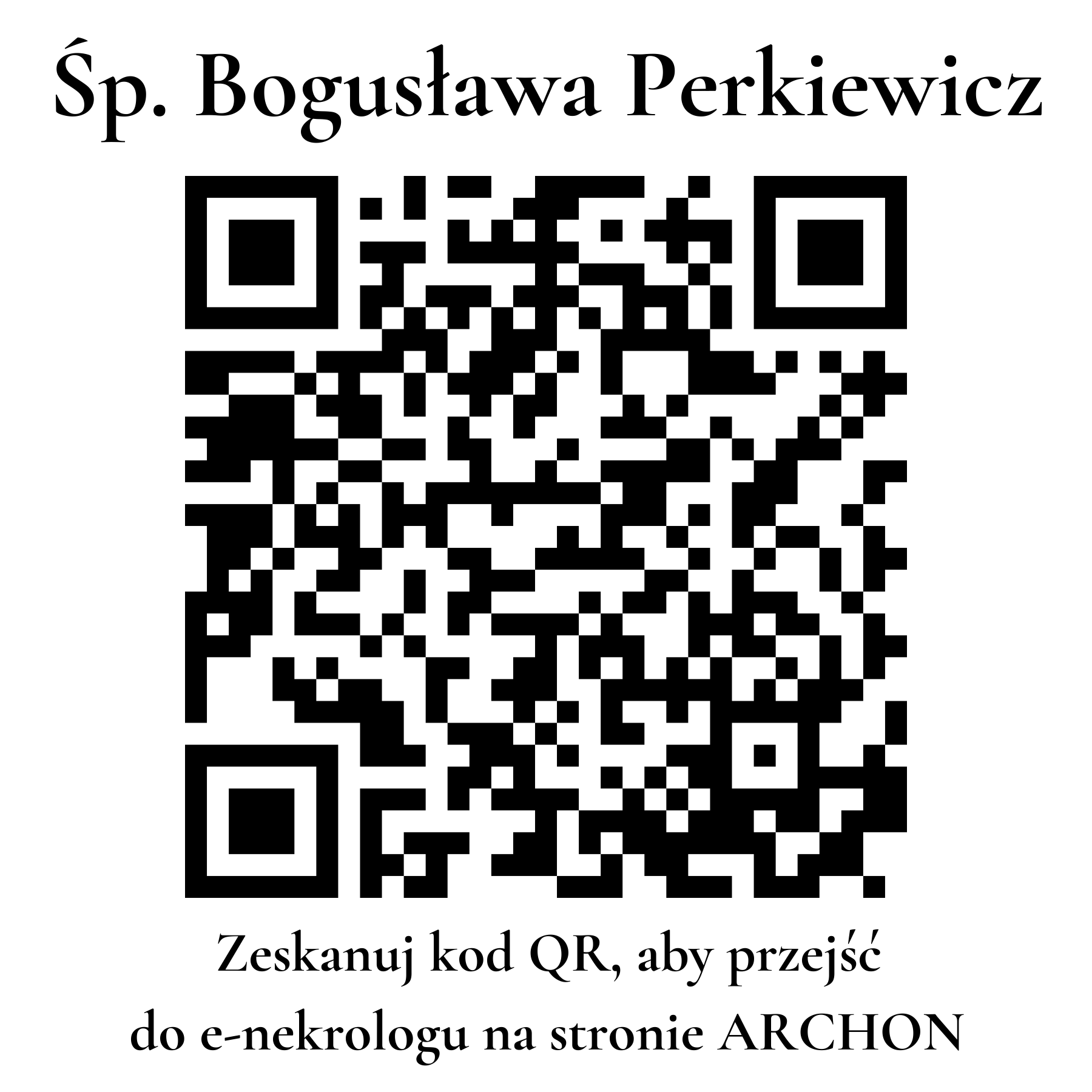 Kod QR do nekrologu Bogusława Perkiewicz