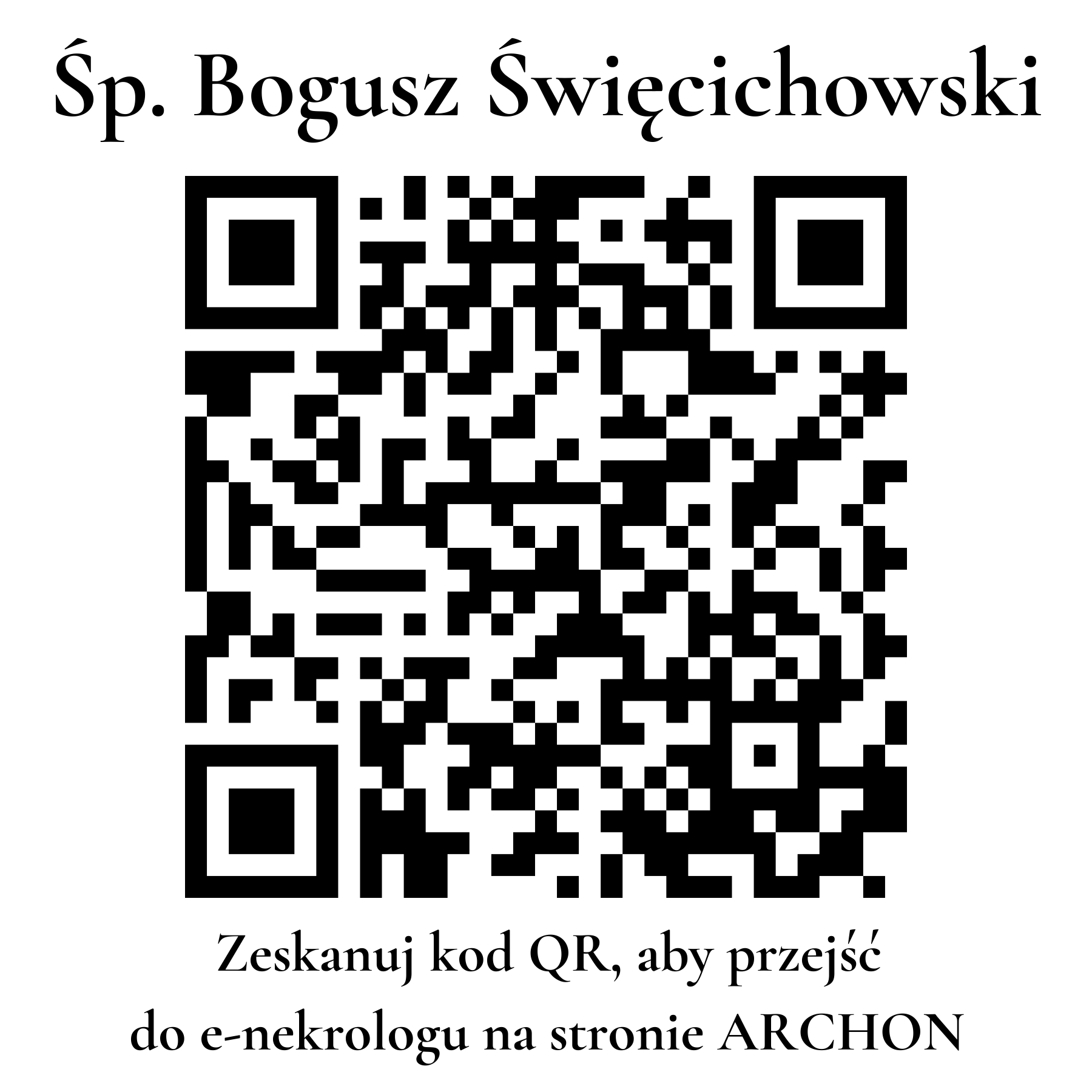 Kod QR do nekrologu Bogusz Święcichowski