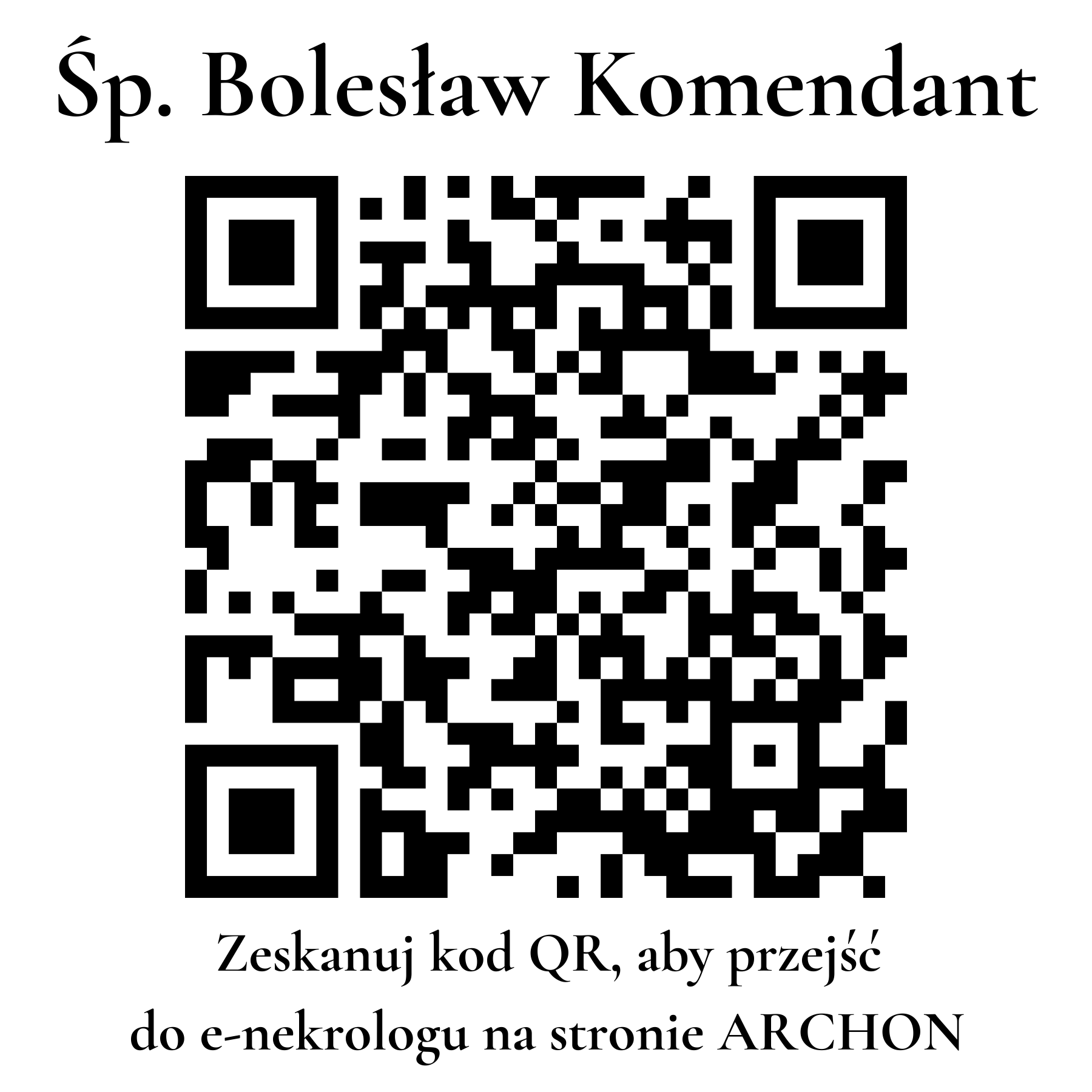Kod QR do nekrologu Bolesław Komendant