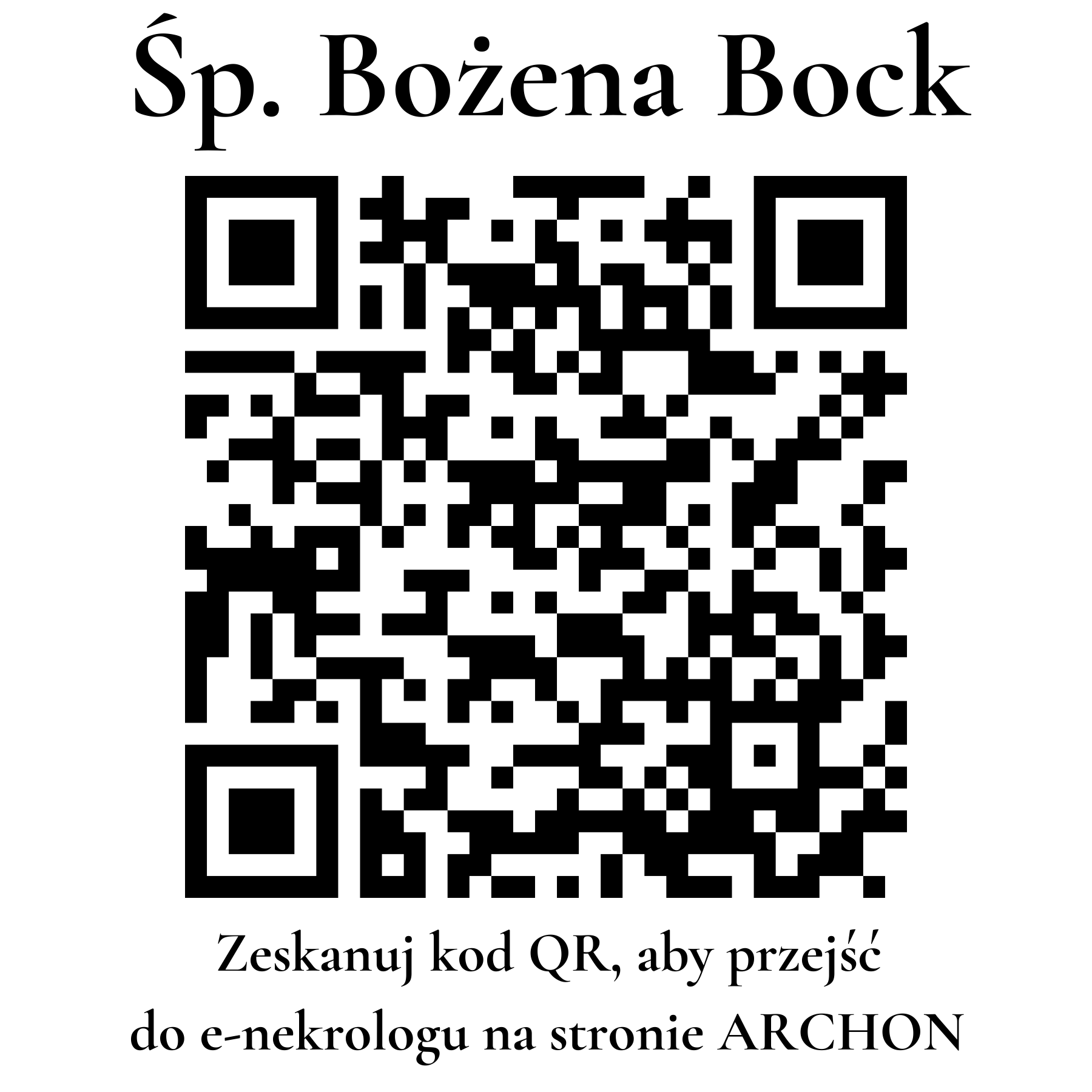Kod QR do nekrologu Bożena Bock