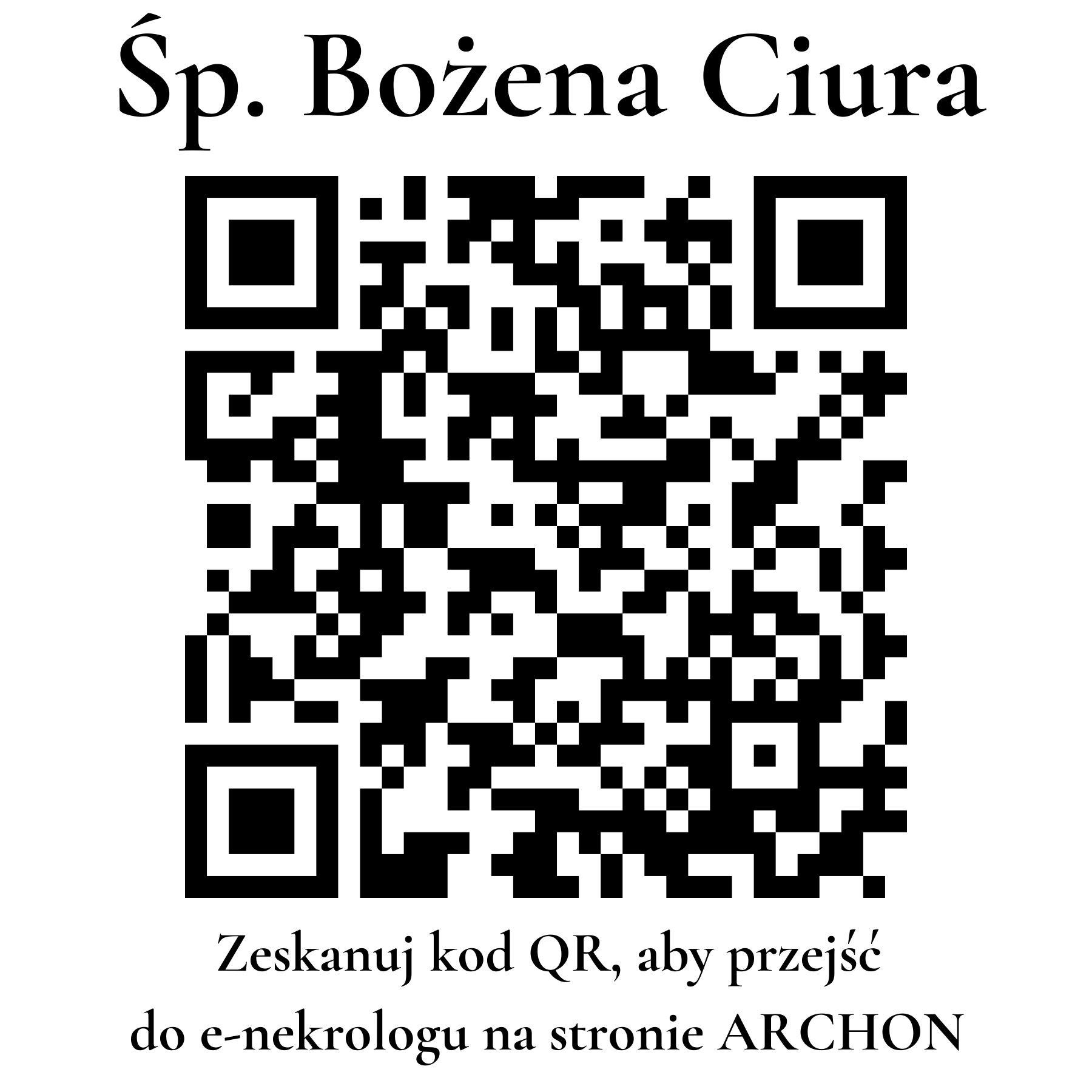 Kod QR do nekrologu Bożena Ciura