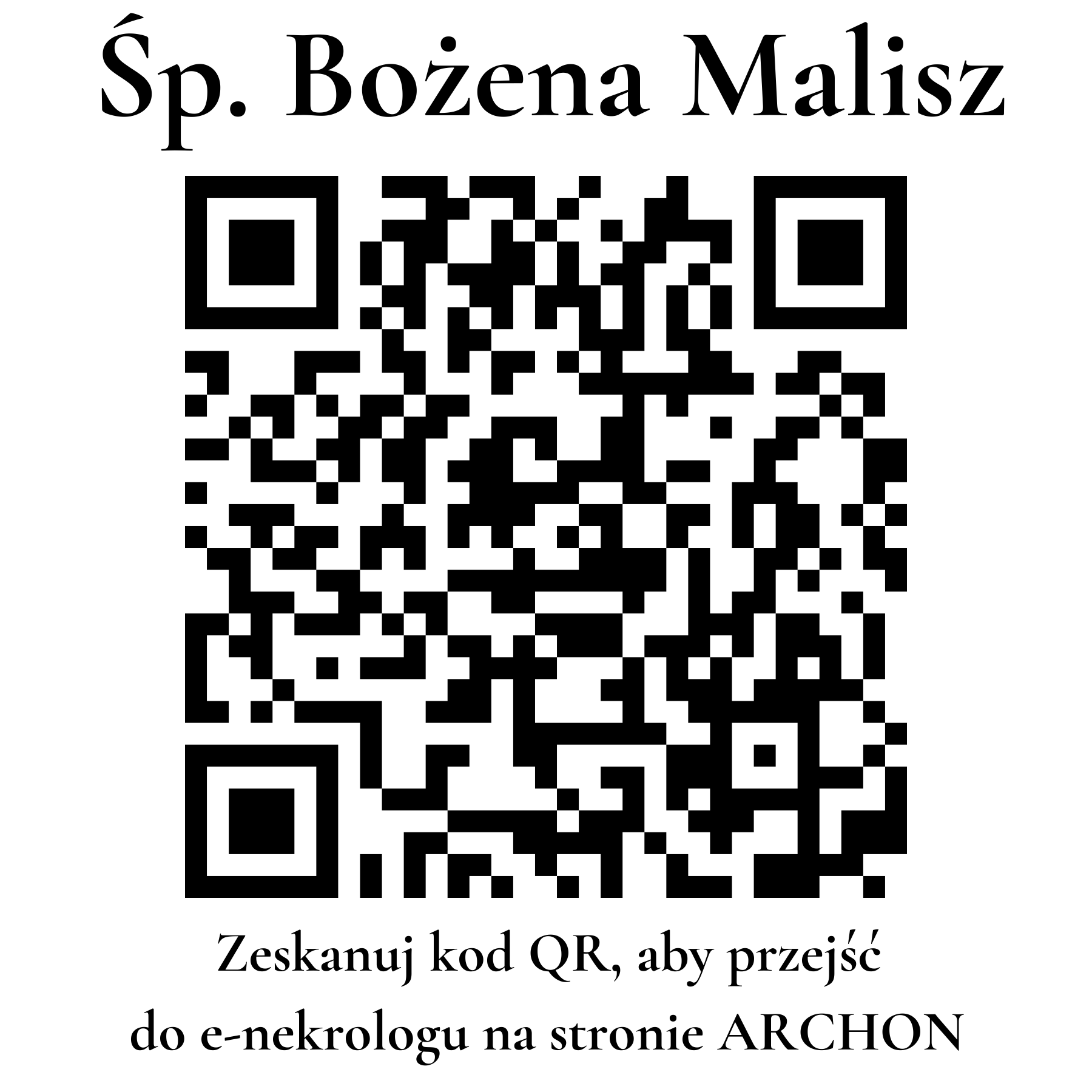 Kod QR do nekrologu Bożena Malisz