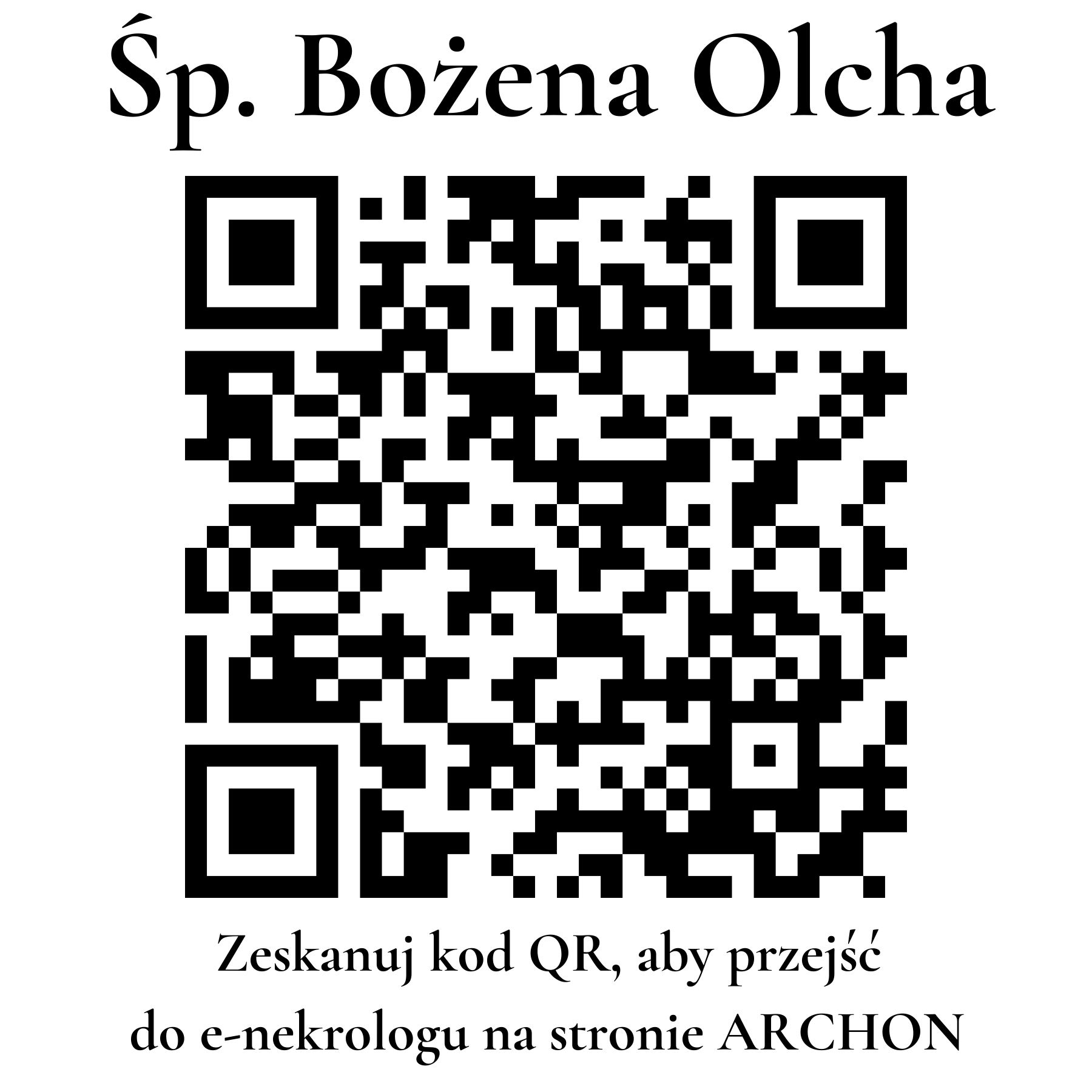 Kod QR do nekrologu Bożena Olcha
