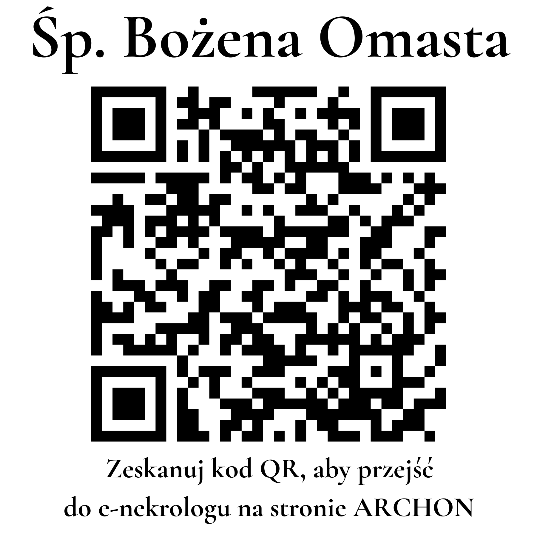 Kod QR do nekrologu Bożena Omasta