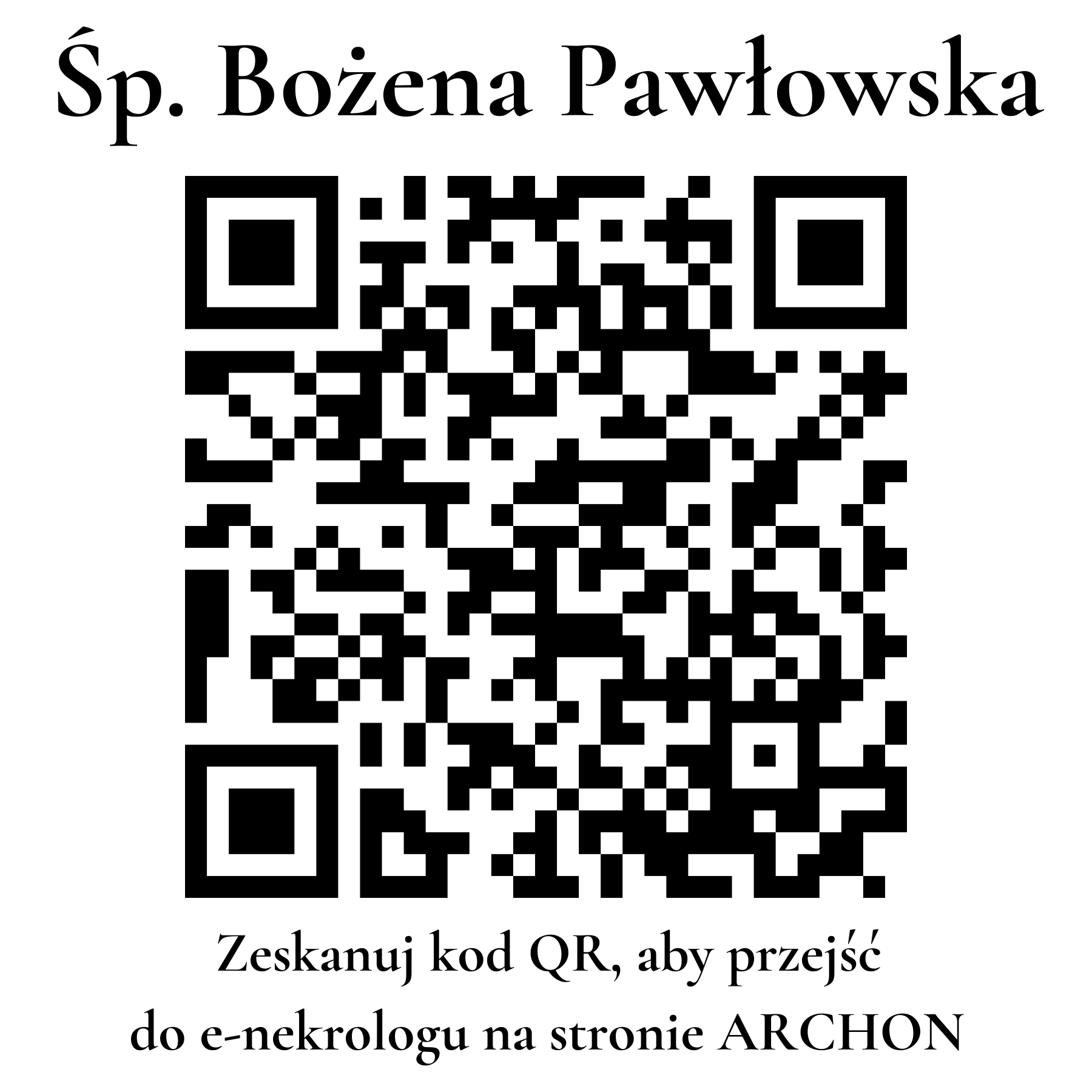 Kod QR do nekrologu Bożena Pawłowska