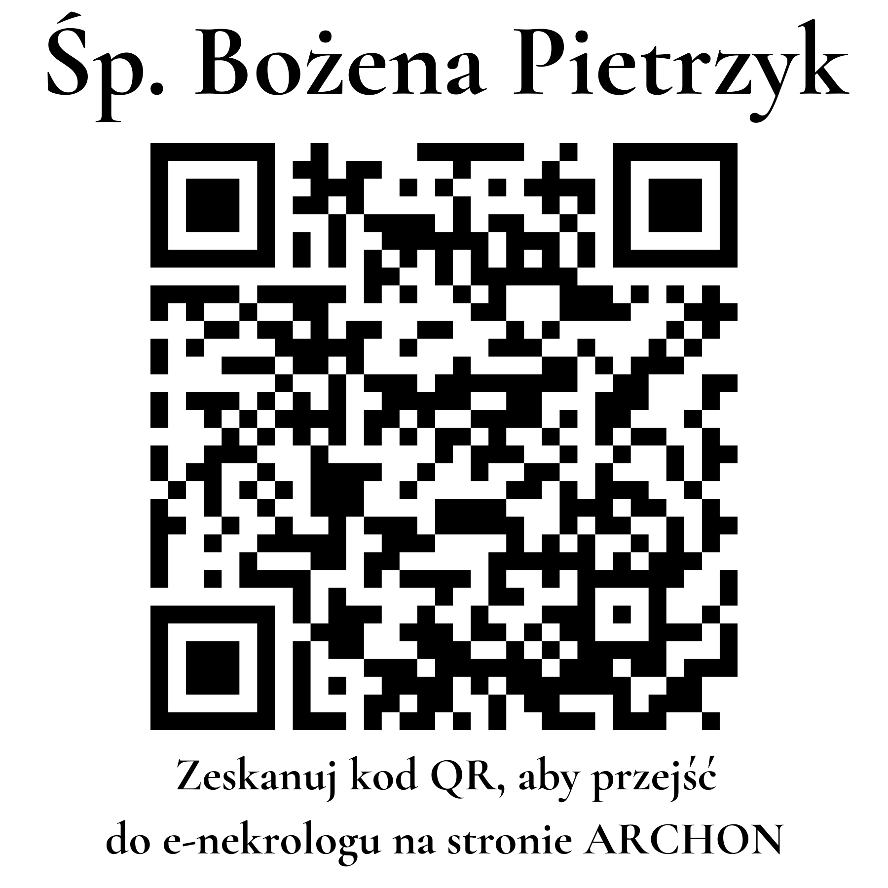 Kod QR do nekrologu Bożena Pietrzyk