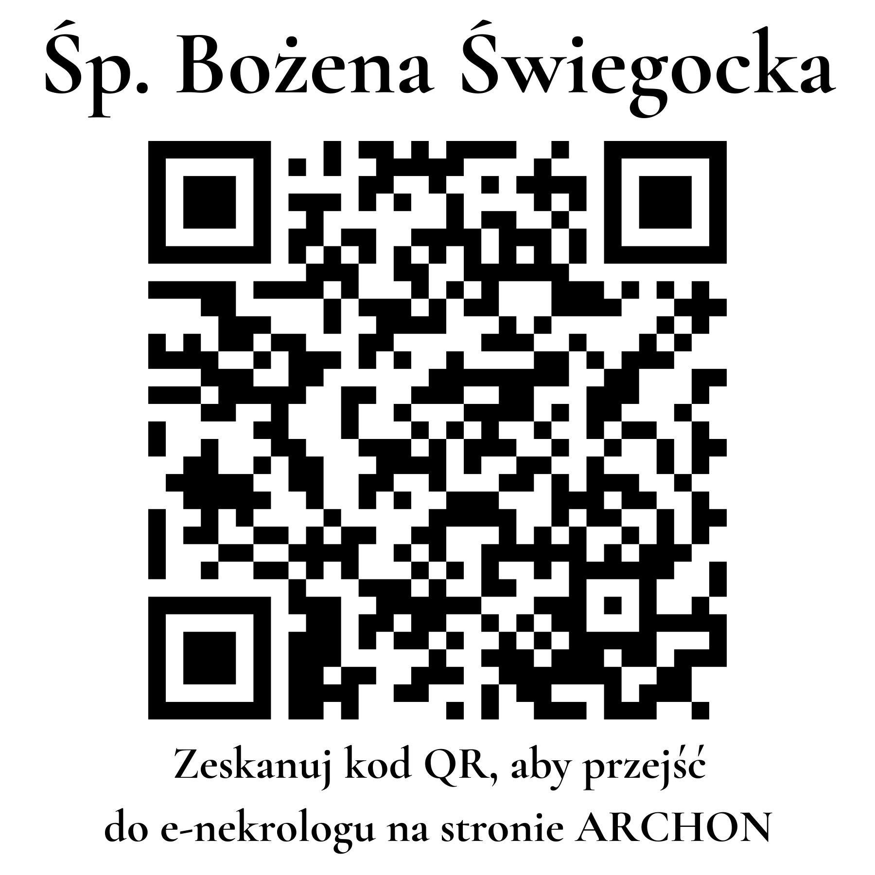 Kod QR do nekrologu Bożena Świegocka Kod QR do nekrologu Bożena Świegocka