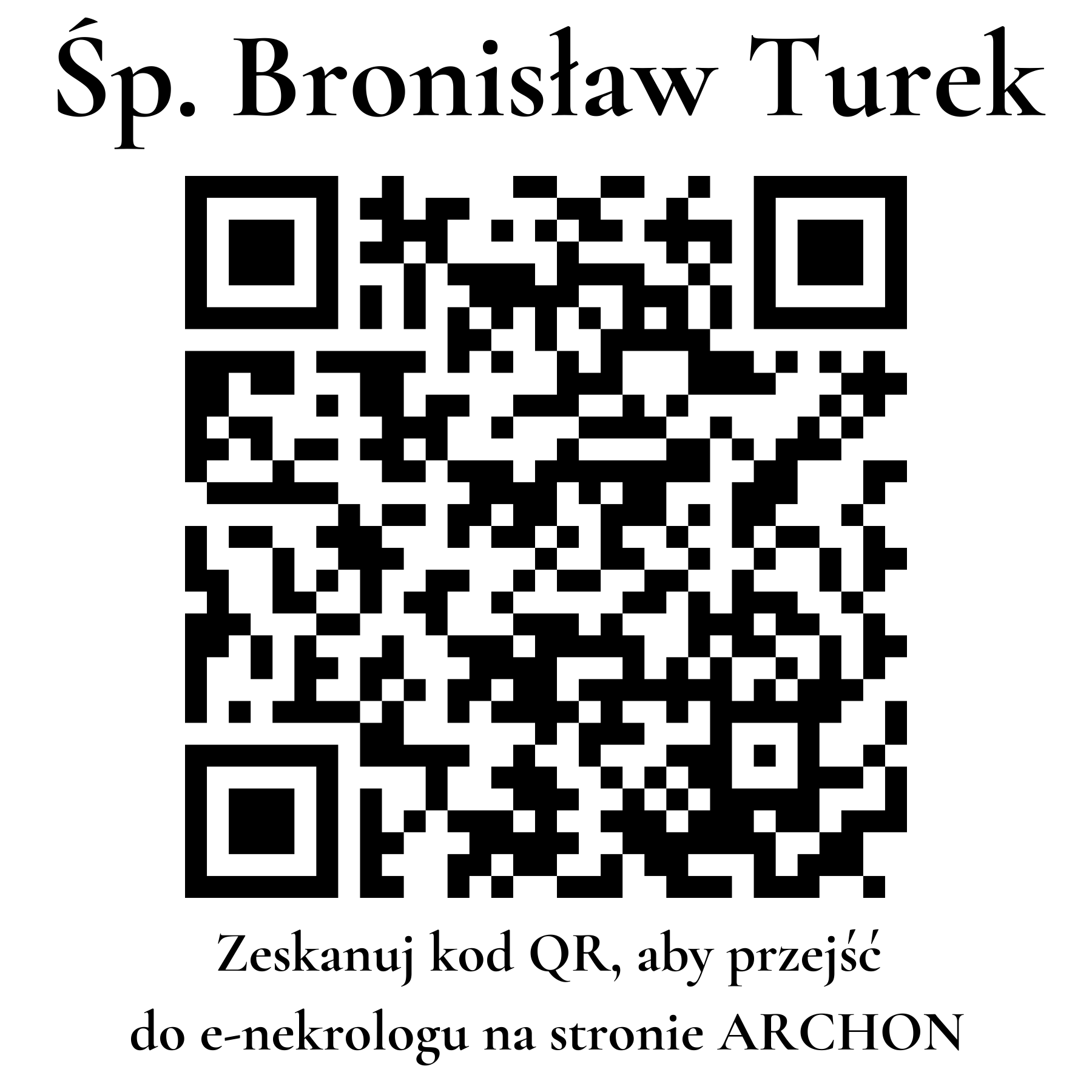 Kod QR do nekrologu Bronisław Turek Kod QR do nekrologu Bronisław Turek