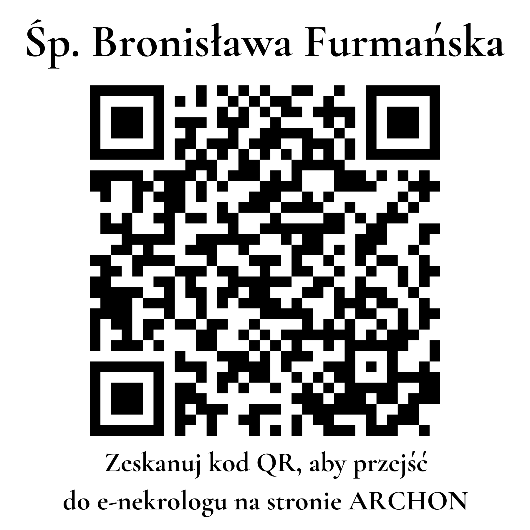 Kod QR do nekrologu Bronisława Furmańska