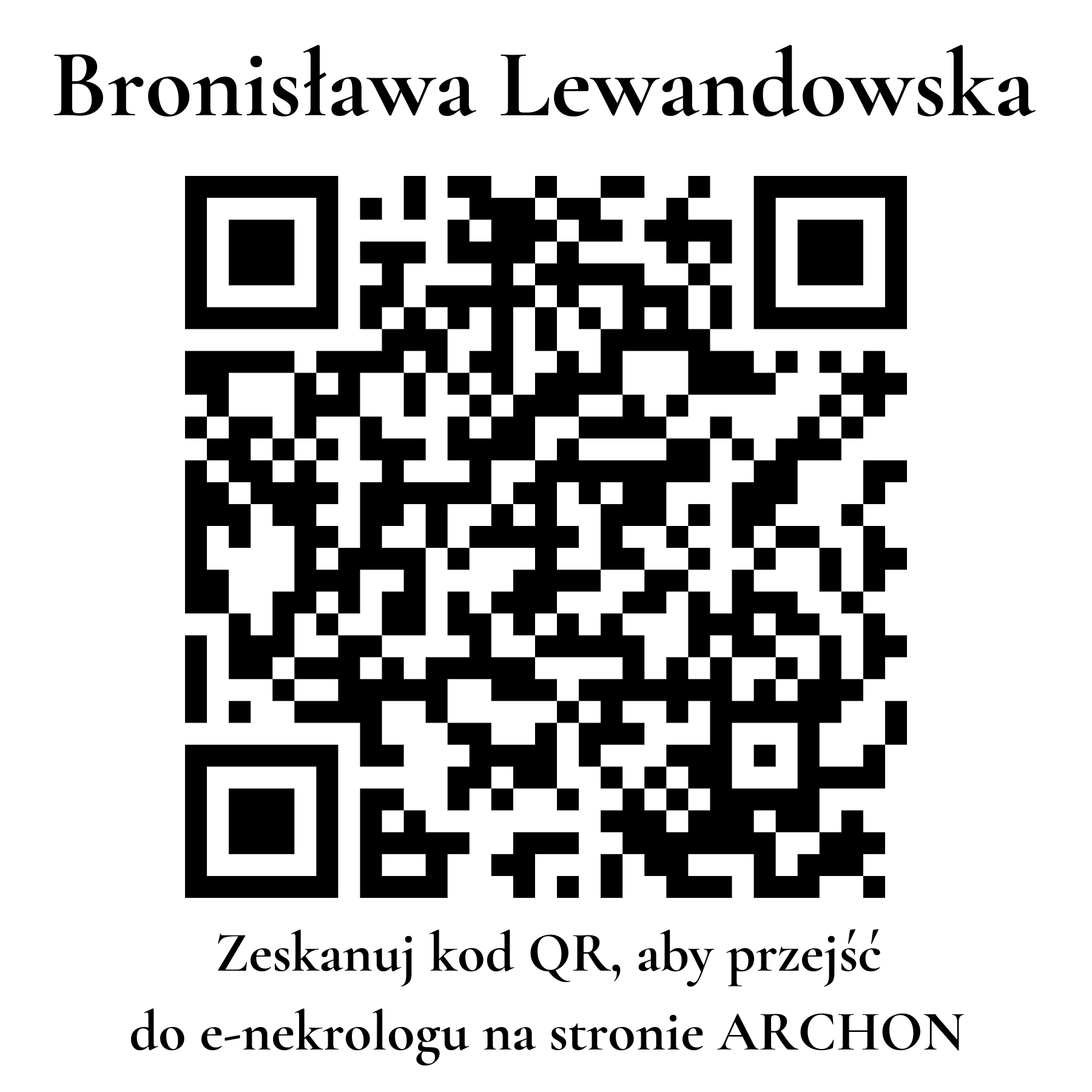 Kod QR do nekrologu Bronisława Lewandowska